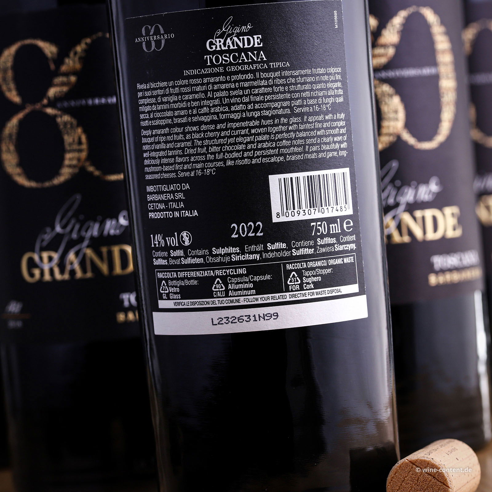 6er-Sparpaket Gigino Grande Rosso 2022 Anniversario 80