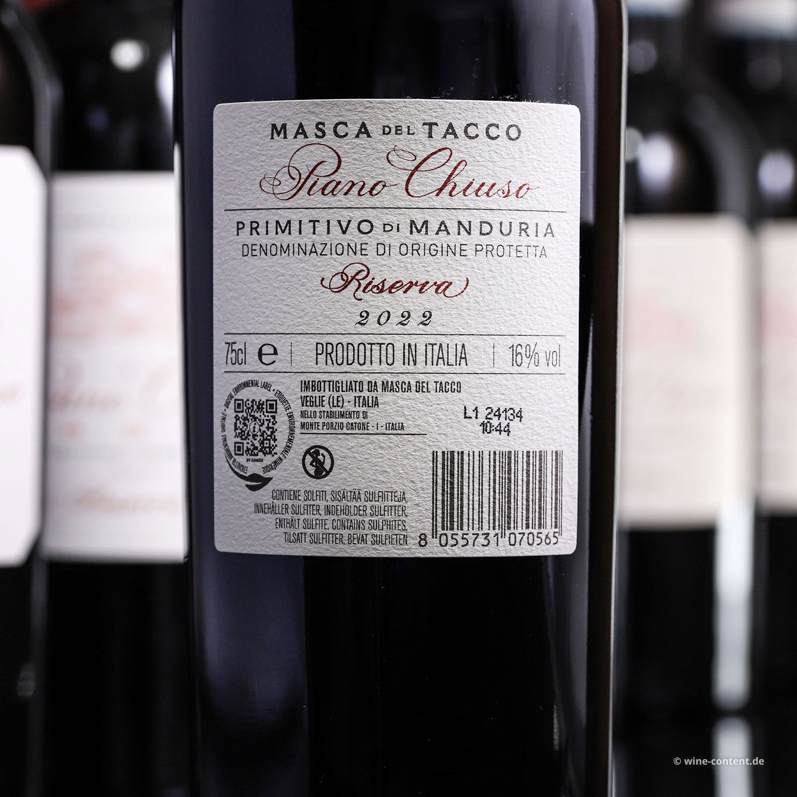 6er-Sparpaket Primitivo di Manduria Riserva 2022 Piano Chiuso 6er-Sparpaket Primitivo di Manduria Riserva 2022 Piano Chiuso