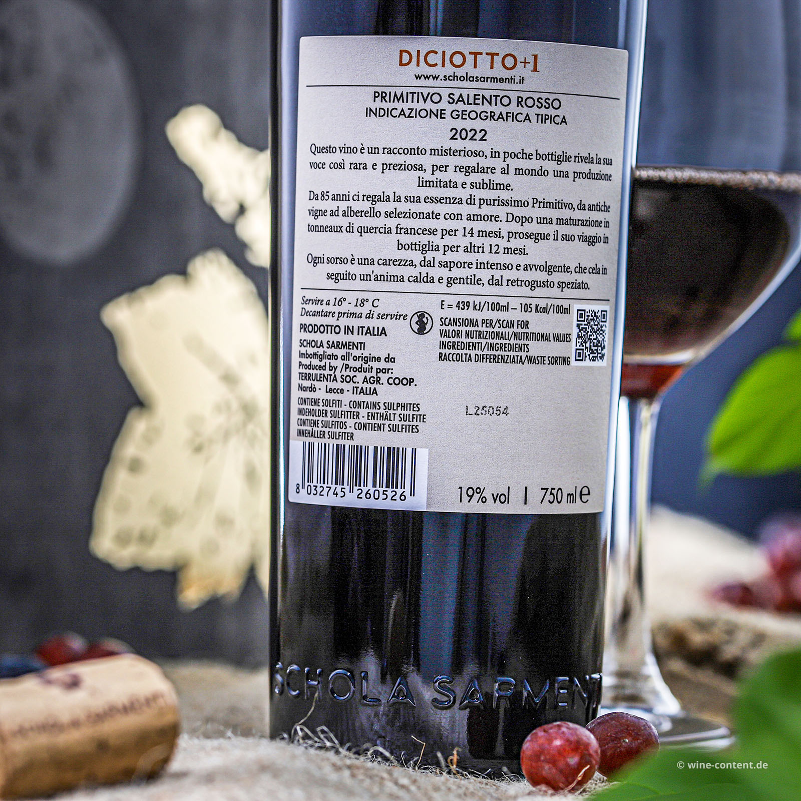 6er-Holzkiste Primitivo Salento 2022 Diciotto +1