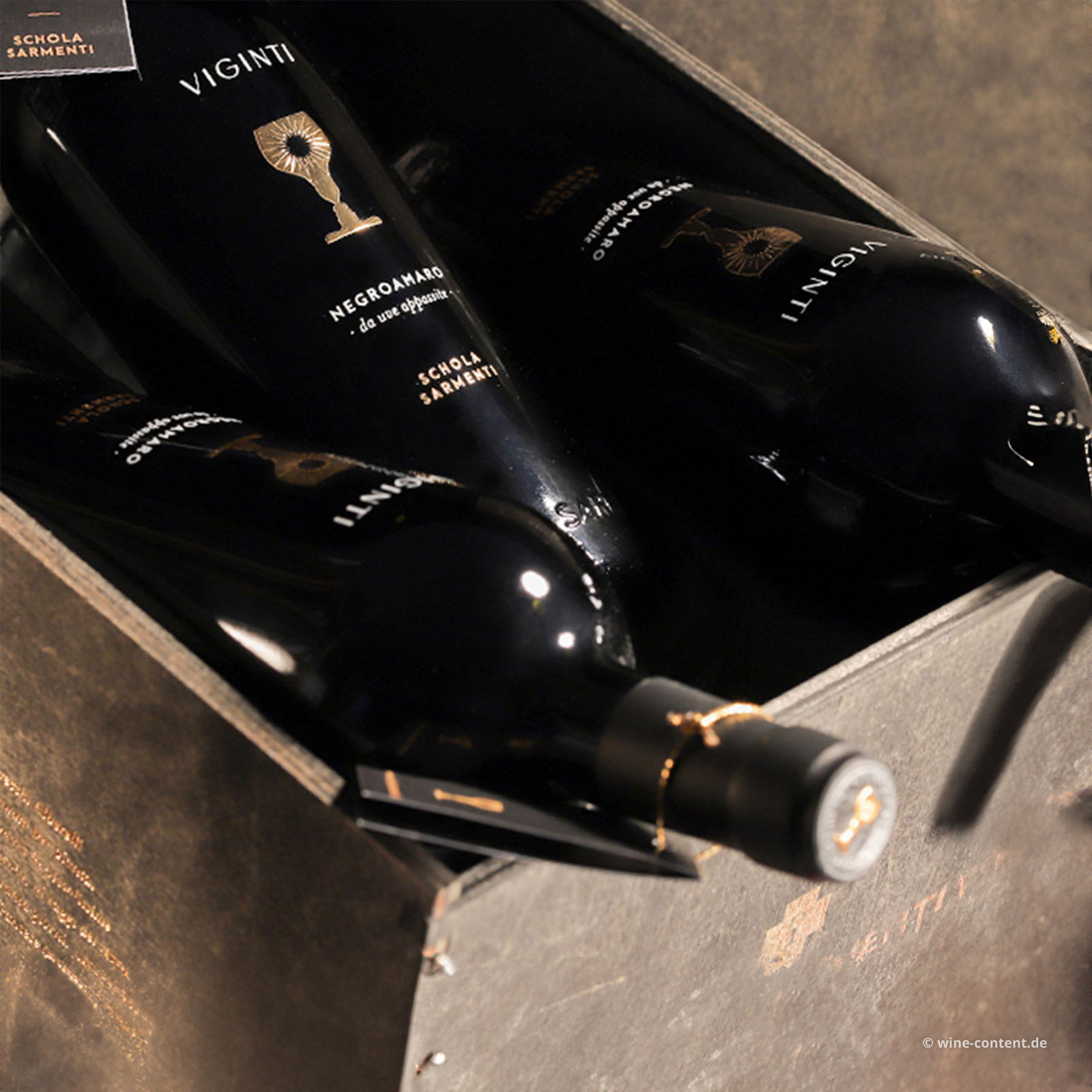 6er-Holzkiste Negroamaro Salento Appassite 2019 Viginti