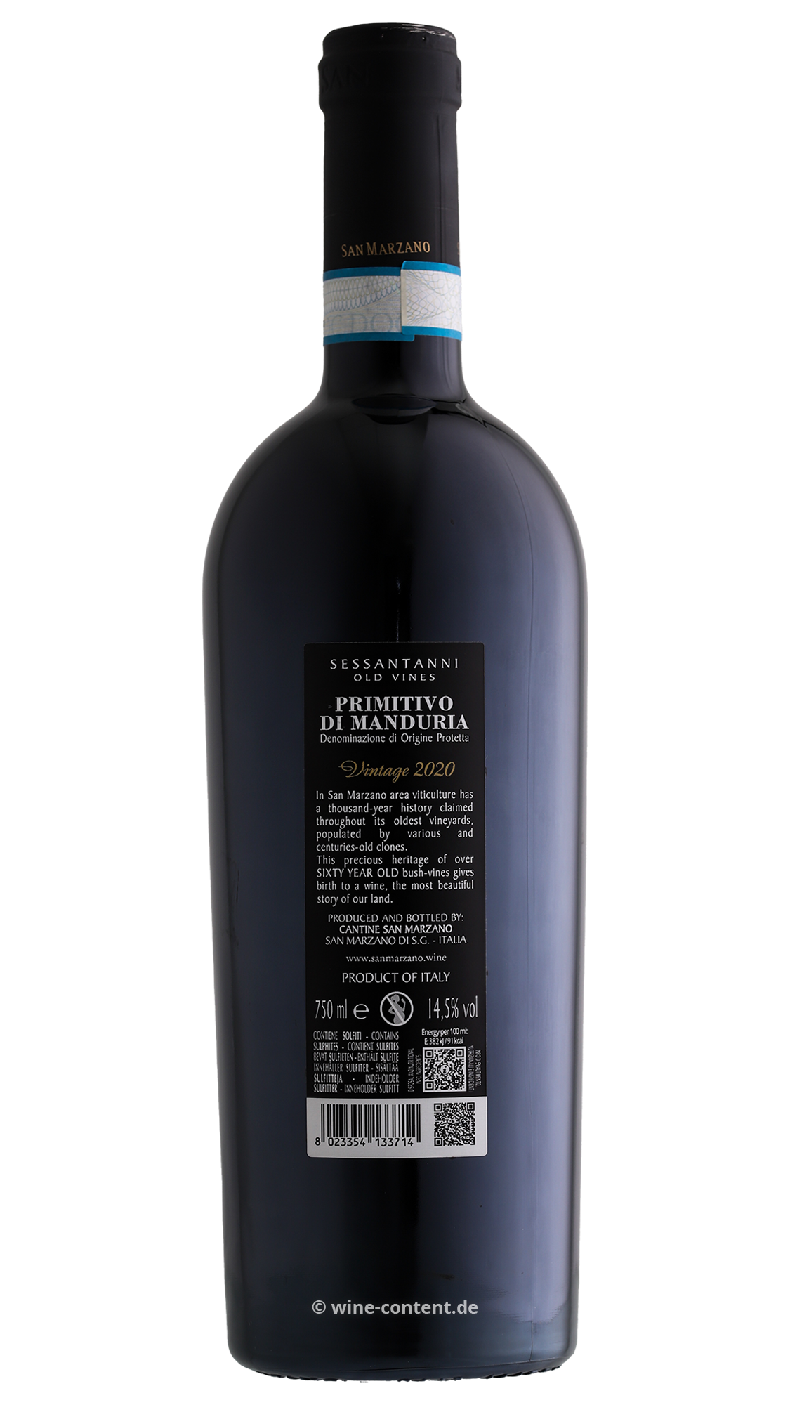 6er-Sparpaket Primitivo di Manduria 2020 Sessantanni