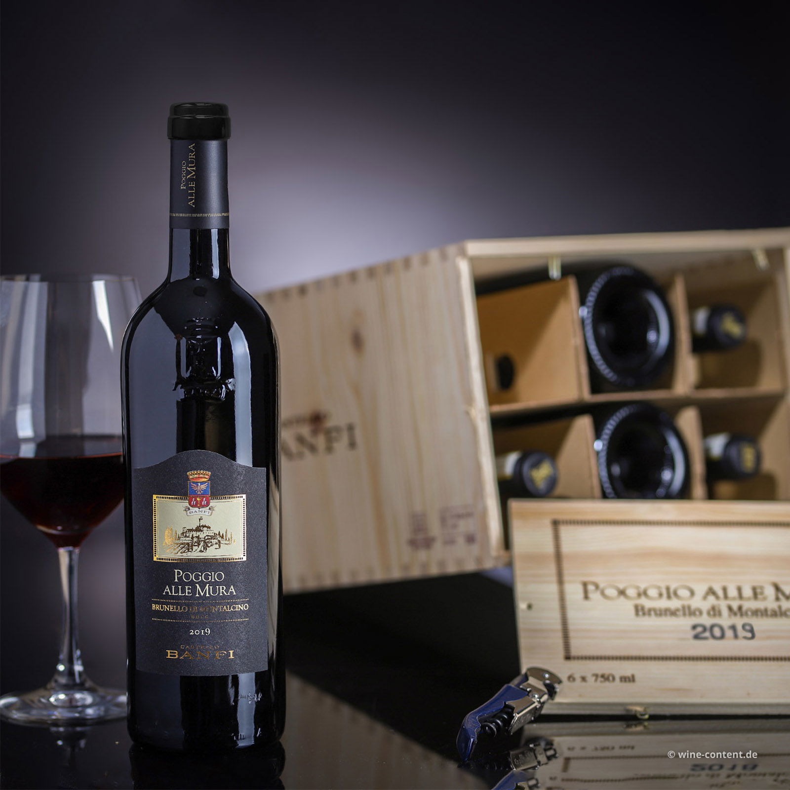 6er-Holzkiste Brunello di Montalcino 2019 Poggio alle Mura