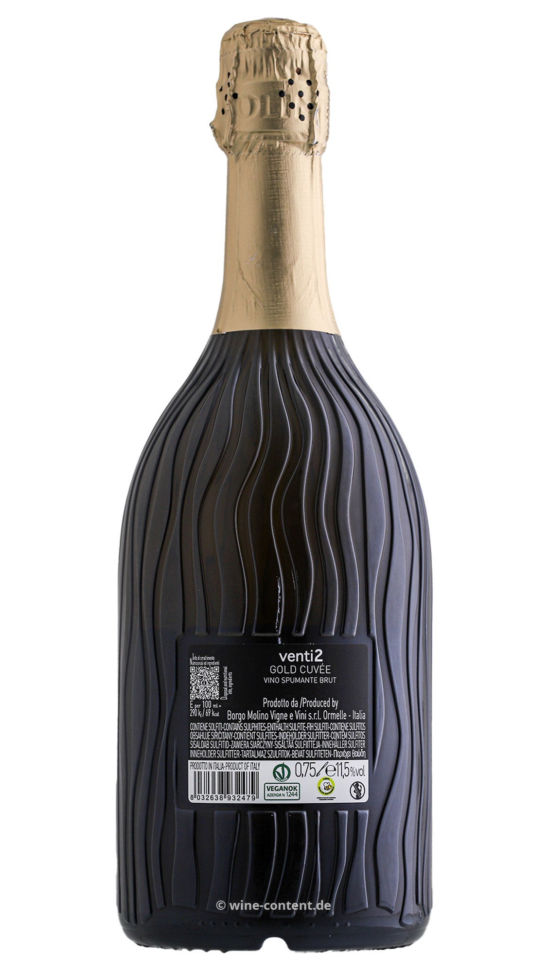 6er-Sparpaket Spumante Venti2 Gold Cuvée Brut Neue Silhouette