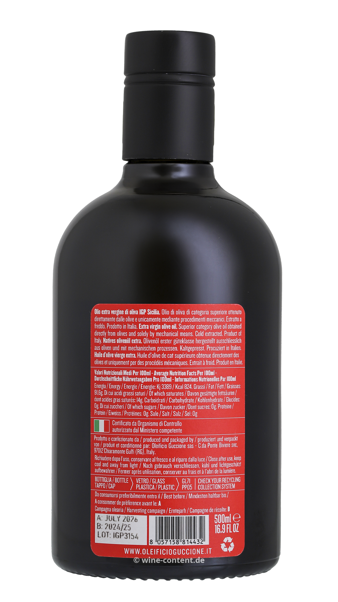 0,5 L Olivenöl Extra Vergine Sicilia 2024