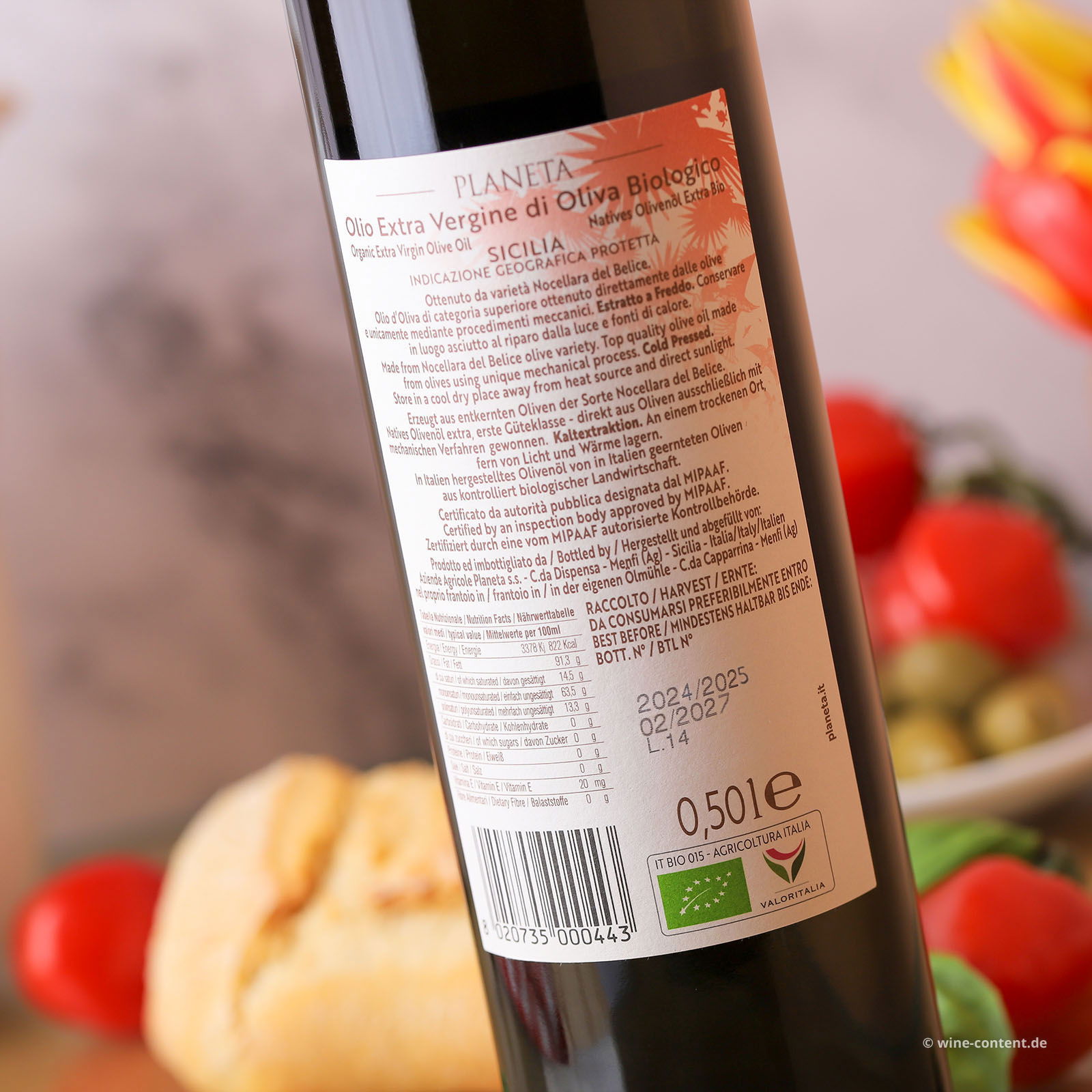 0,5 L Olivenöl Extra Vergine Sicilia 2024 Nocellara Bio