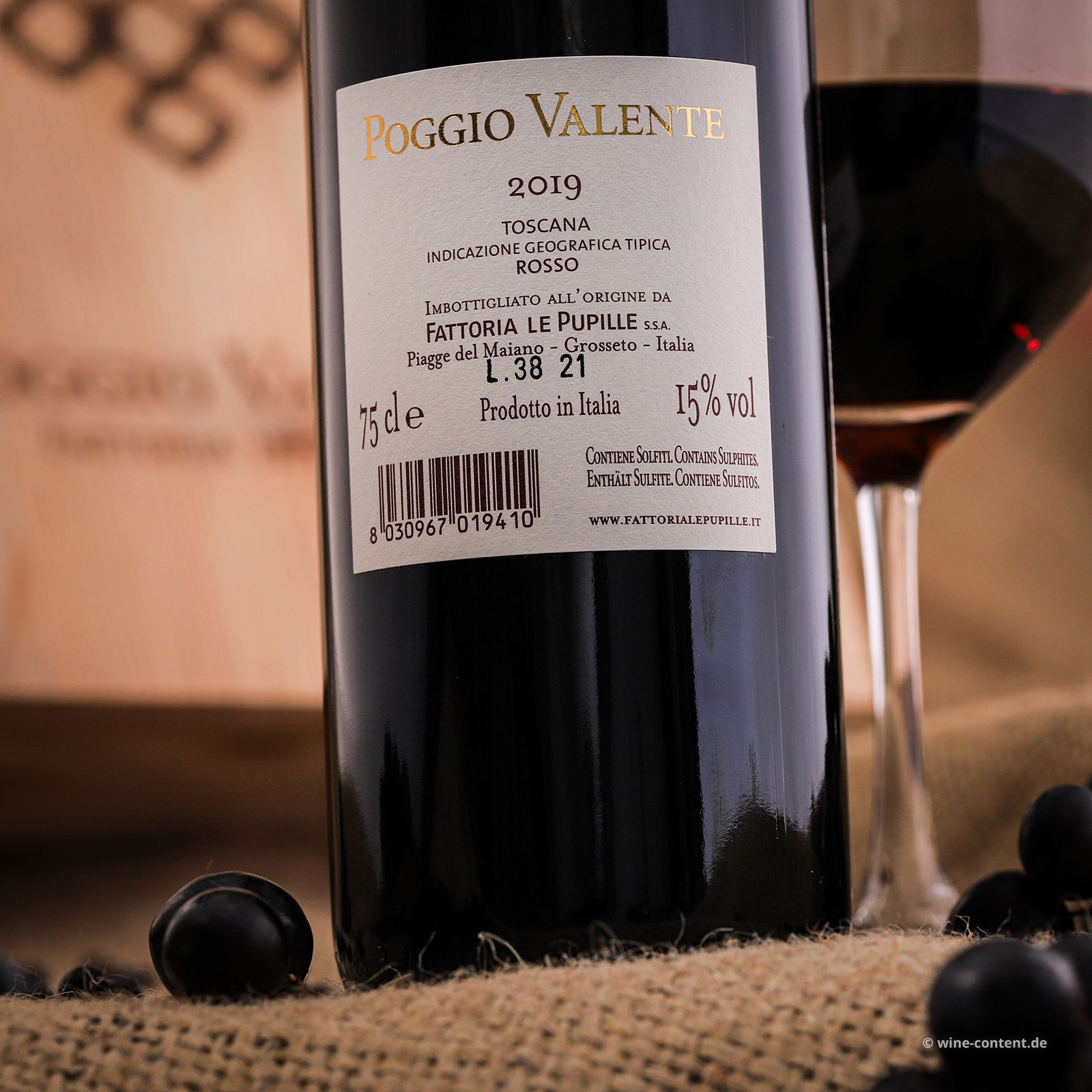 6er-Holzkiste Poggio Valente 2019