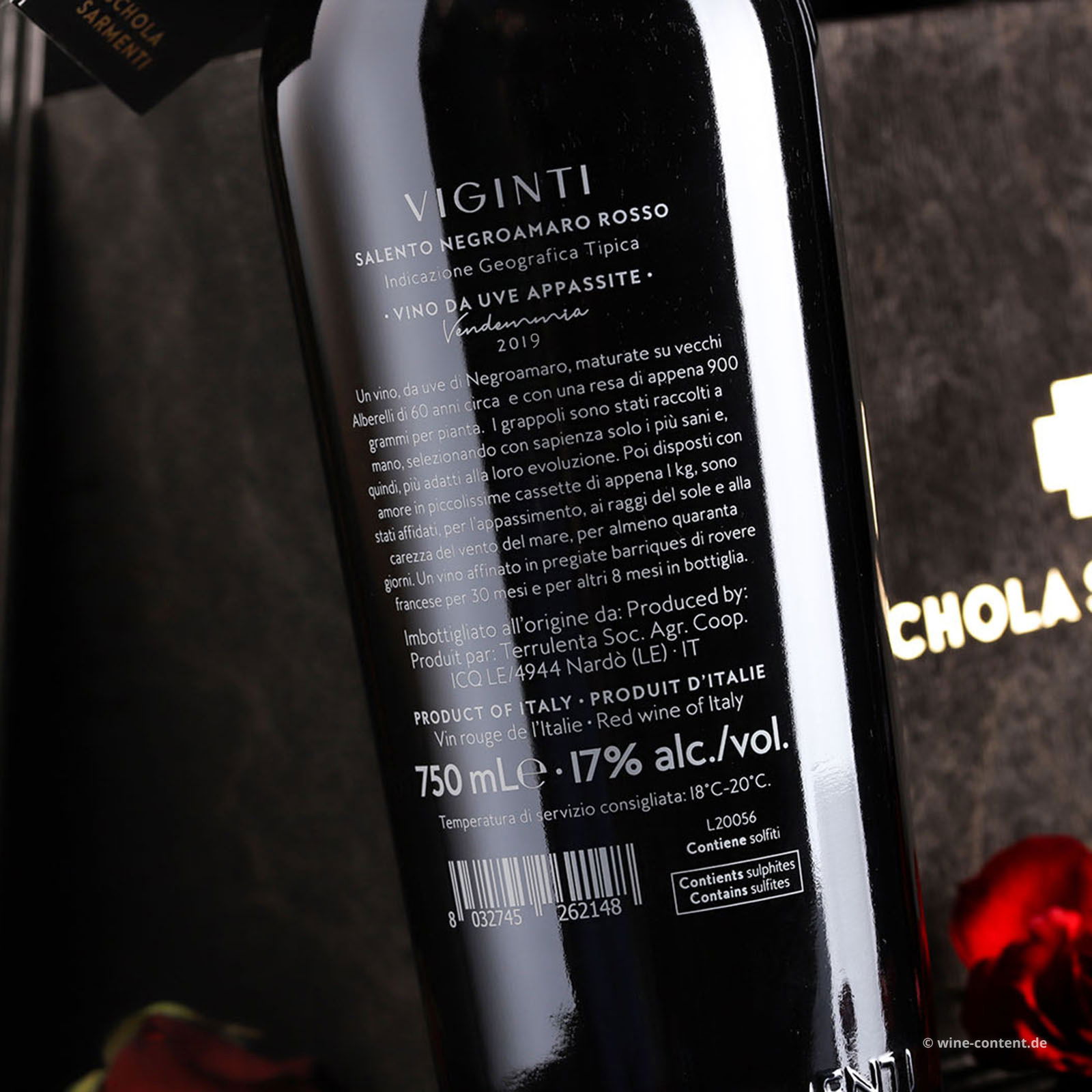 6er-Holzkiste Negroamaro Salento Appassite 2019 Viginti