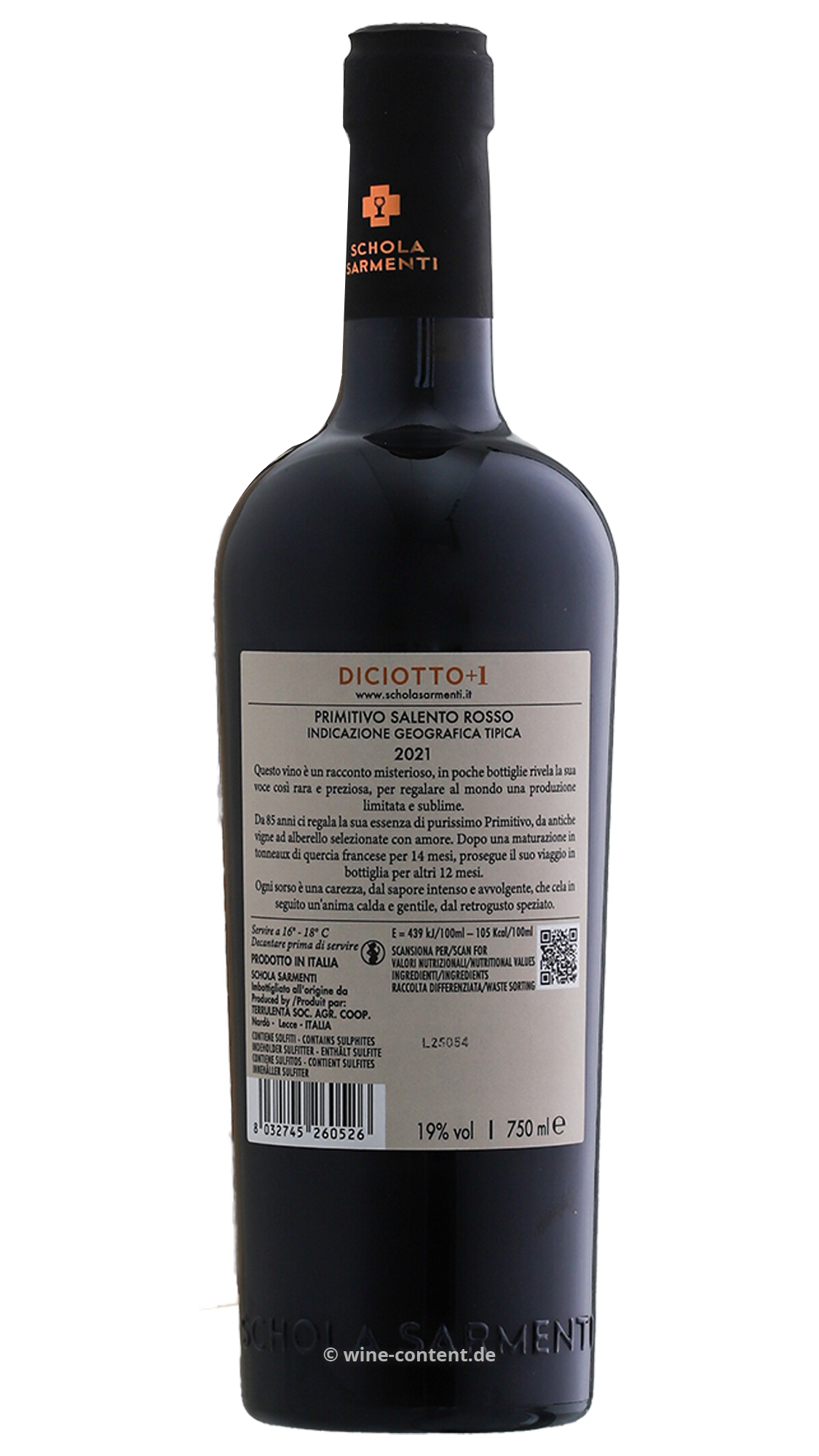 6er-Holzkiste Primitivo Salento 2021 Diciotto +1