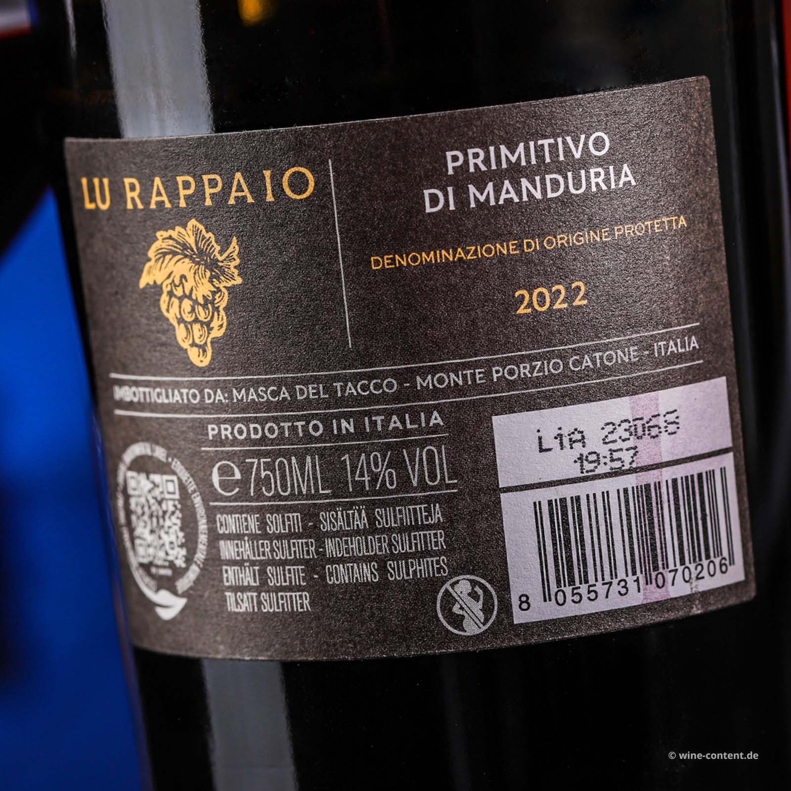 6er-Sparpaket Primitivo di Manduria 2022 Lu Rappaio