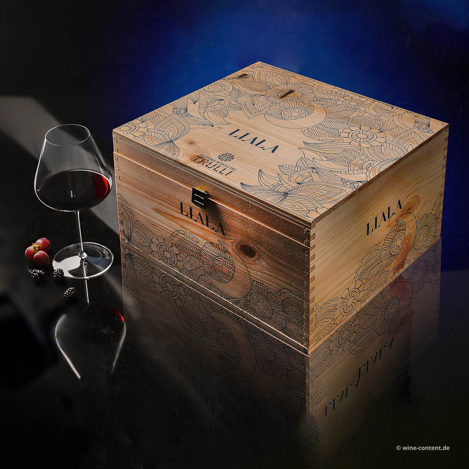 6er-Holzkiste Negroamaro Salento 2023 Liala 6er-Holzkiste Negroamaro Salento 2023 Liala