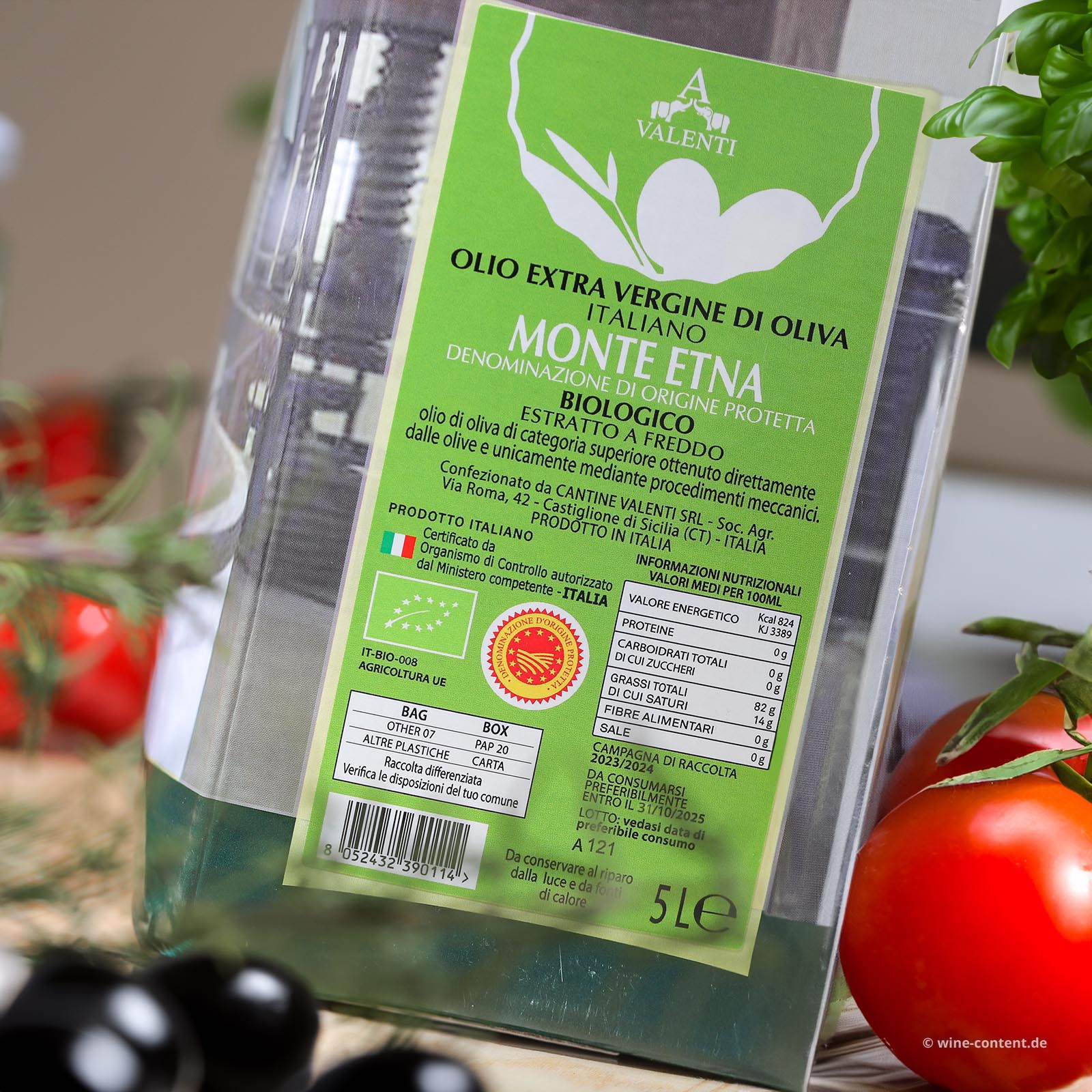 5 L Olivenöl Extra Vergine Monte Etna 2023 Bio Bag in Box