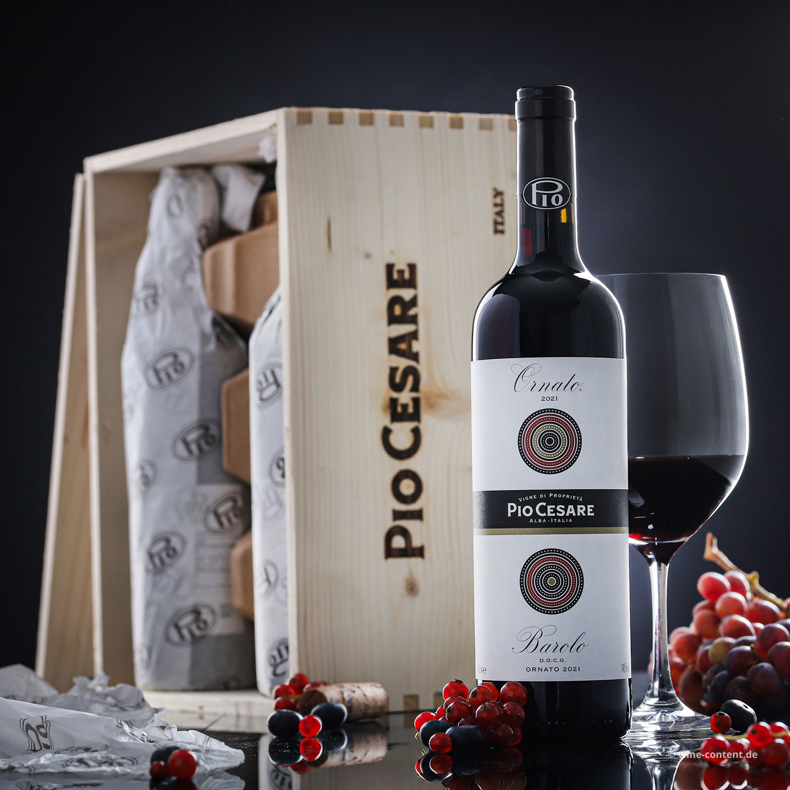 6er-Holzkiste Barolo 2021 Ornato