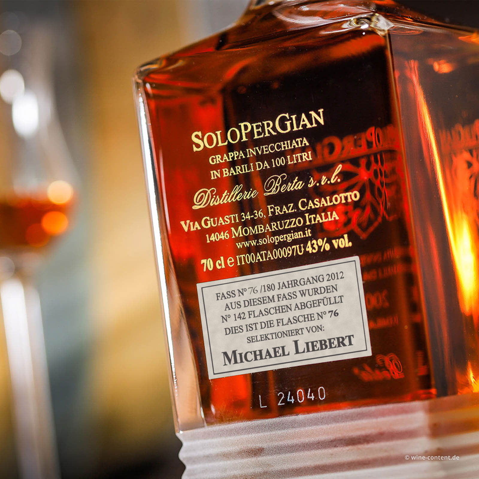 Grappa SoloPerGian 2012 - Fass 76