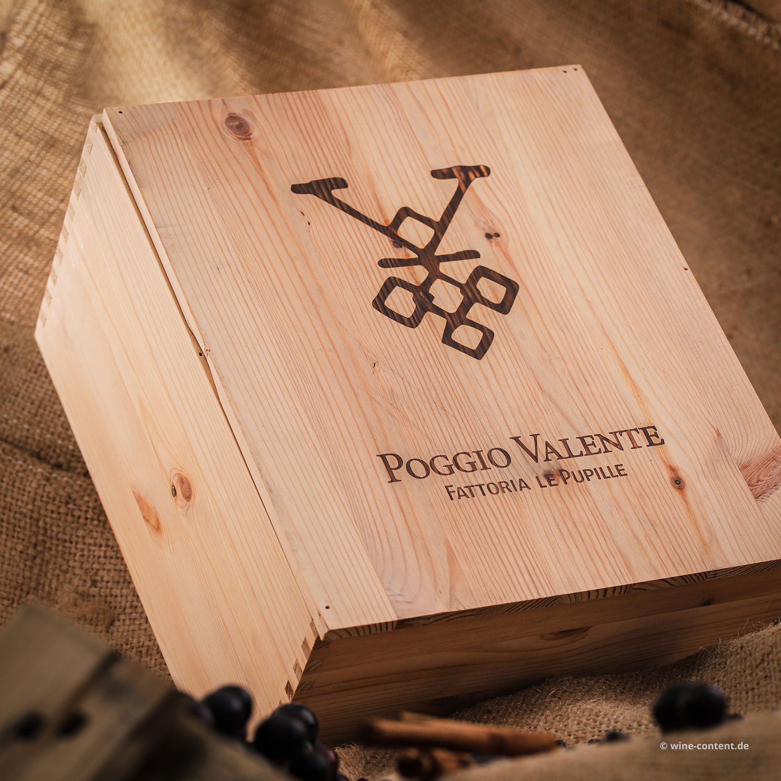 6er-Holzkiste Poggio Valente 2019