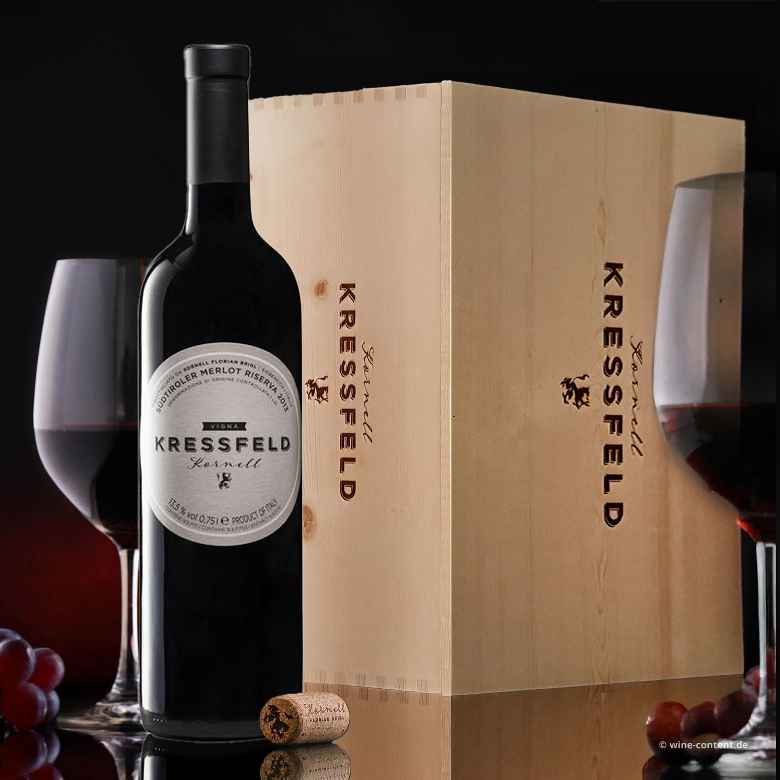 6er-Holzkiste Merlot Riserva 2018 Vigna Kressfeld
