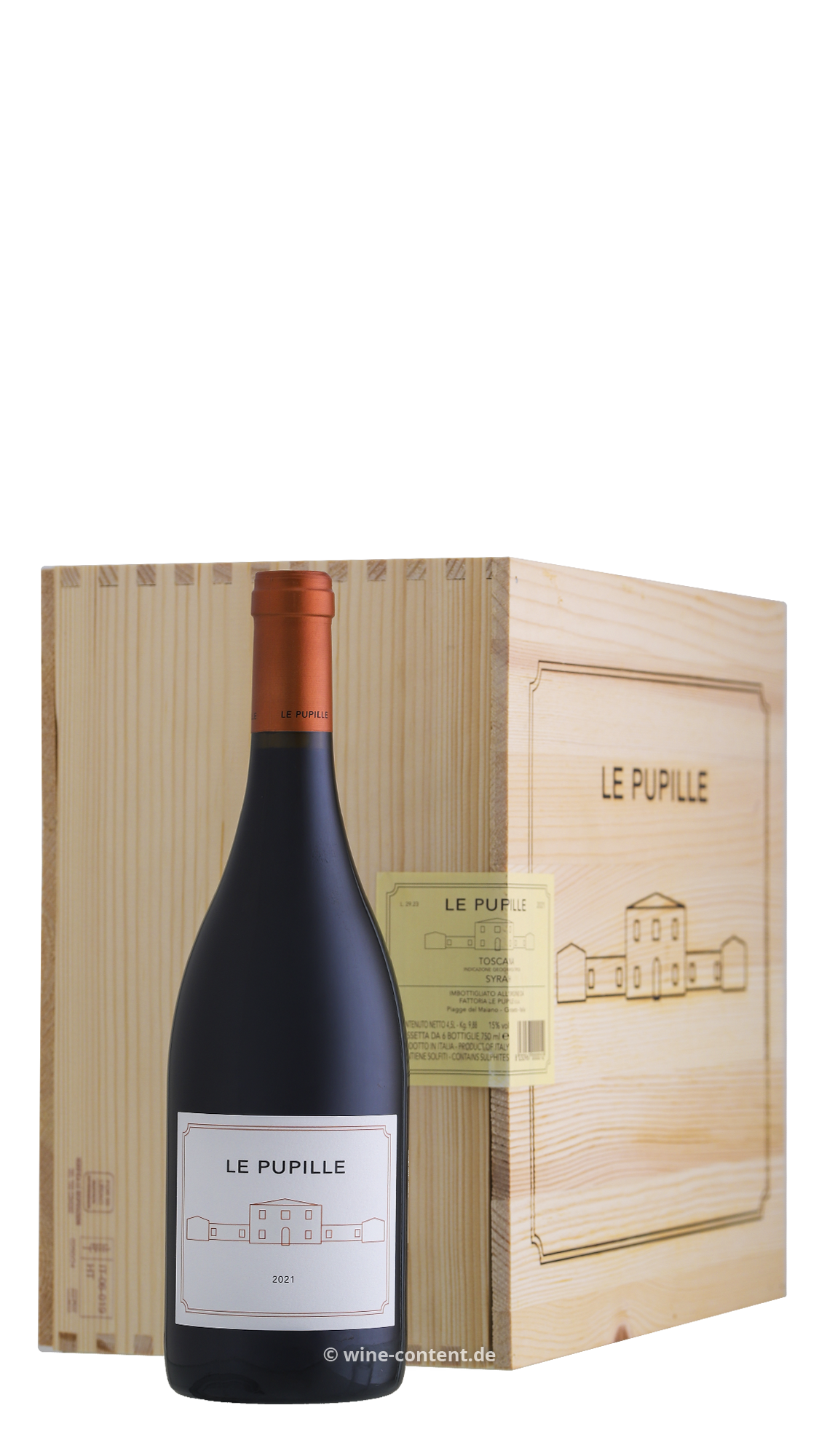 6er-Holzkiste Syrah Toscana 2021
