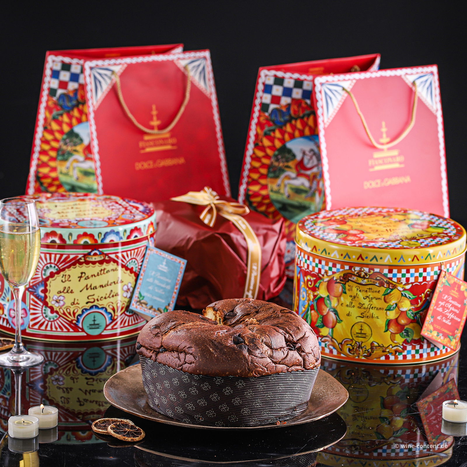 1x Panettone mit sizilianischen Mandeln & 1x mit Zitrusfrüchten und Safran Dolce & Gabbana