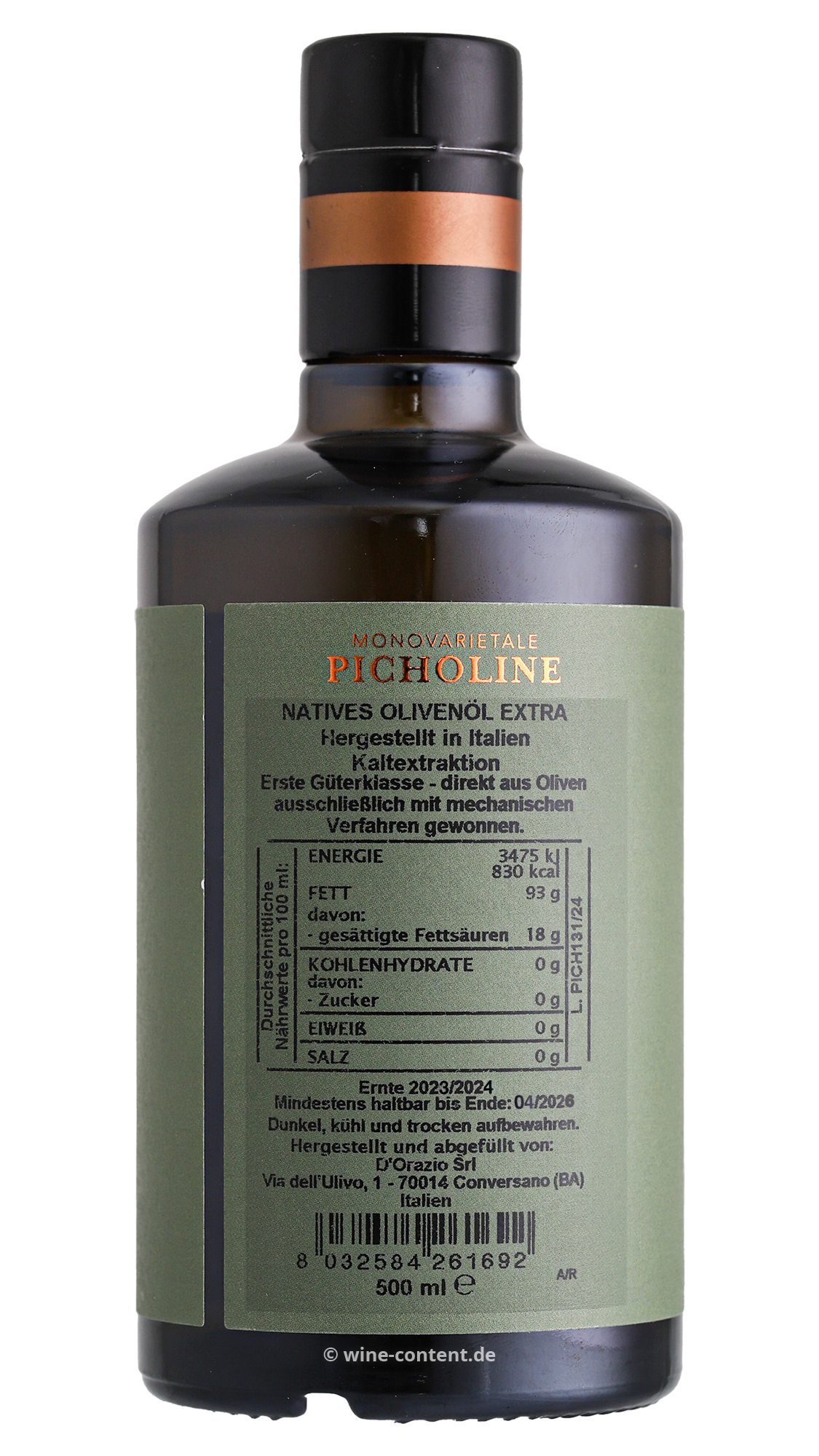 0,5 L Olivenöl Extra Vergine Picholine 