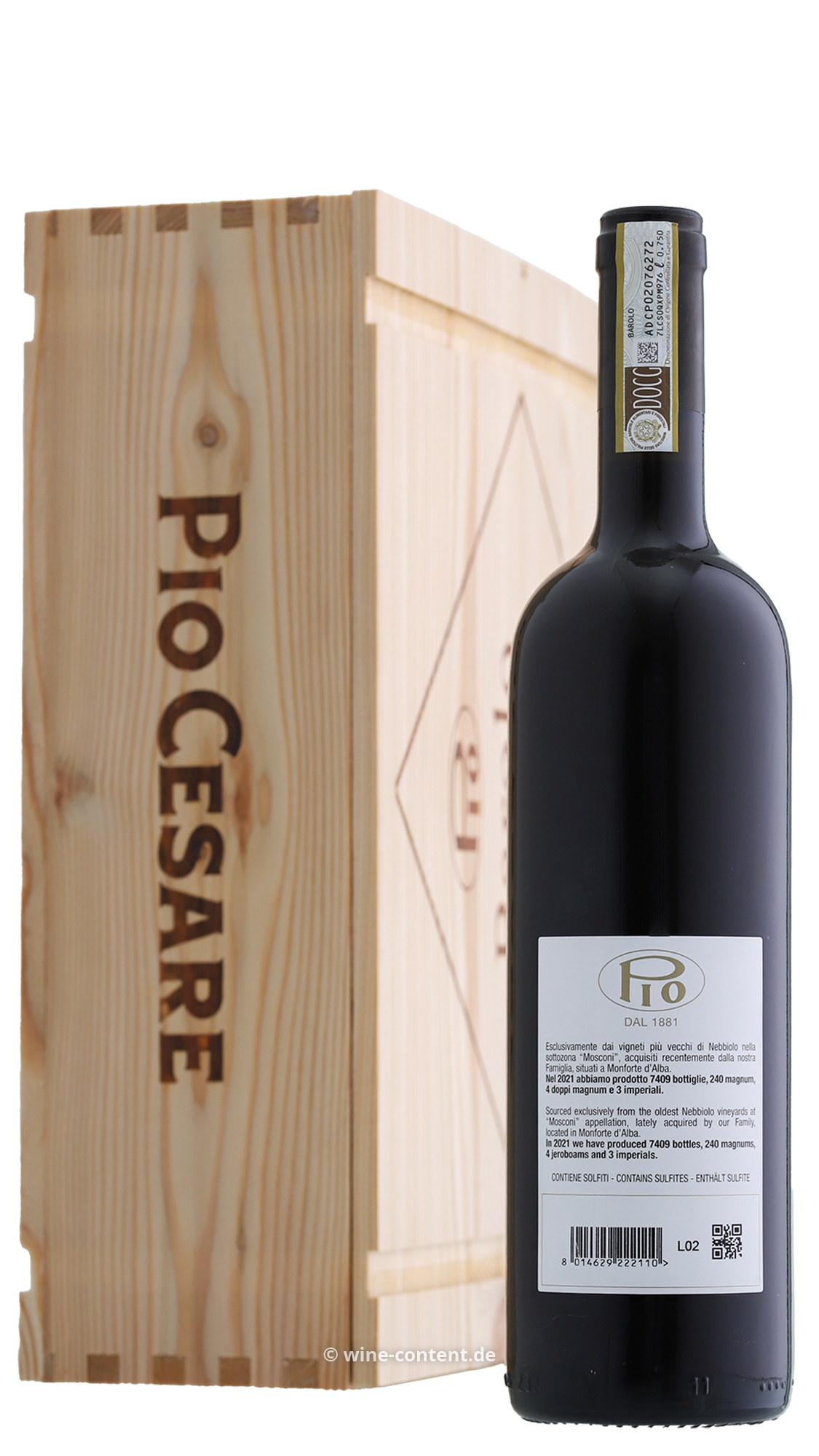 3er-Holzkiste Barolo 2021 Mosconi