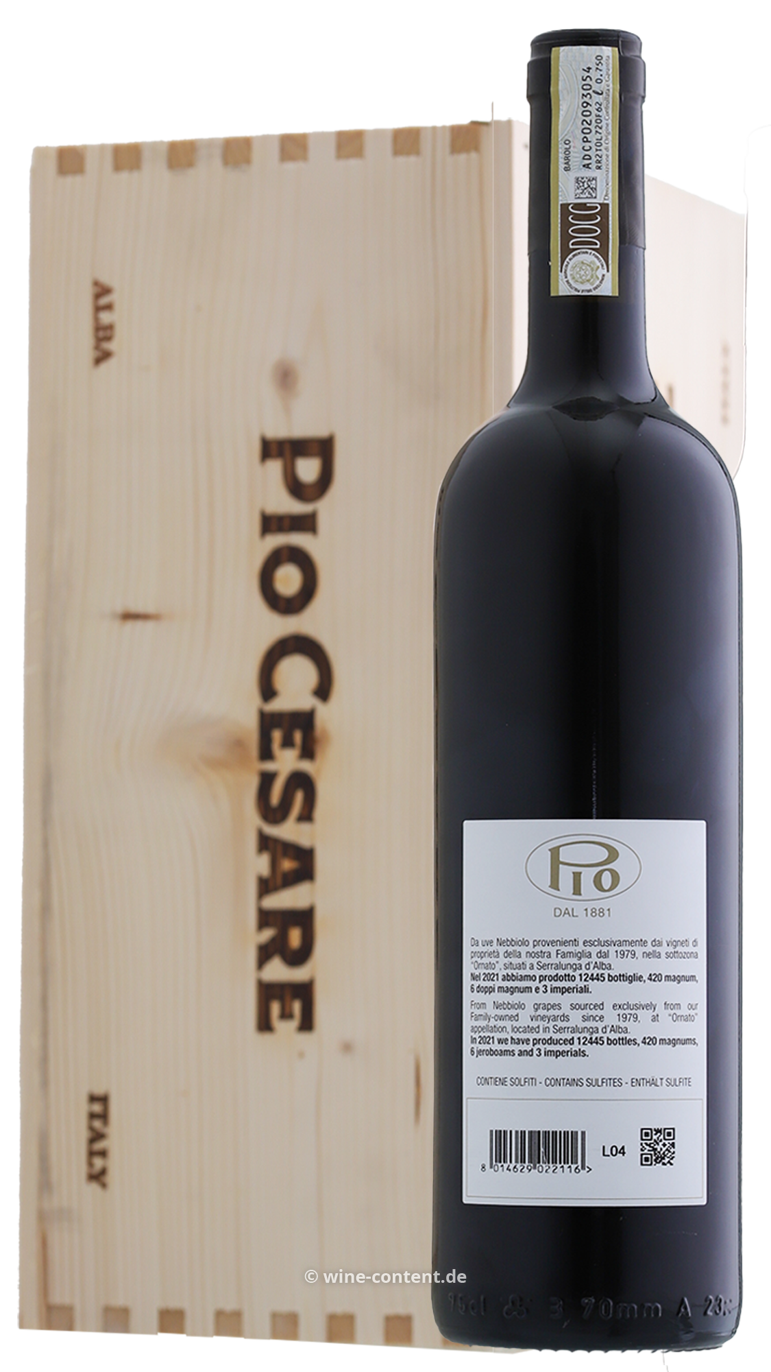 6er-Holzkiste Barolo 2021 Ornato