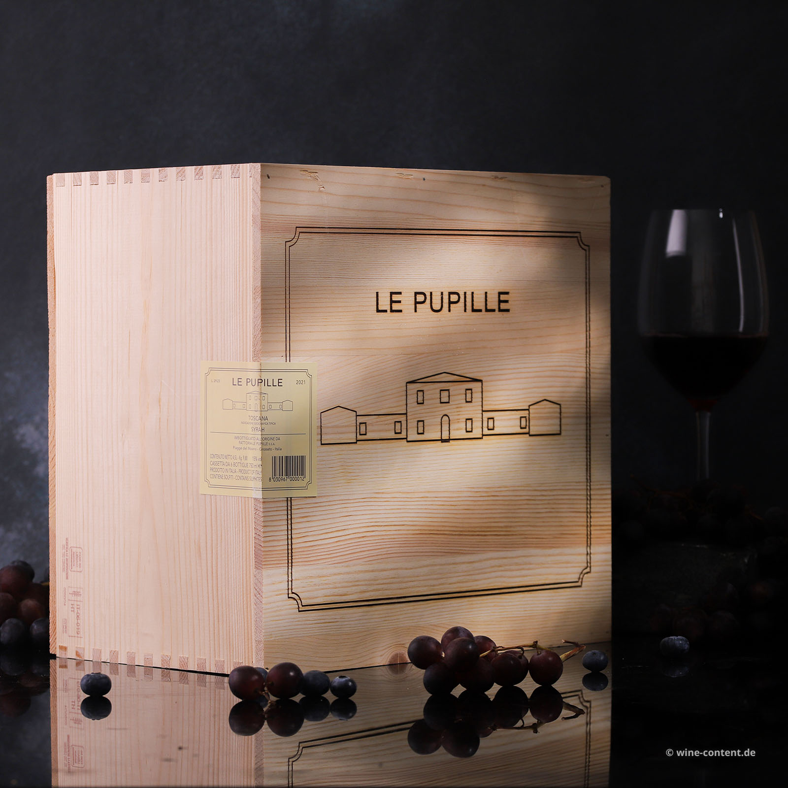 6er-Holzkiste Syrah Toscana 2021