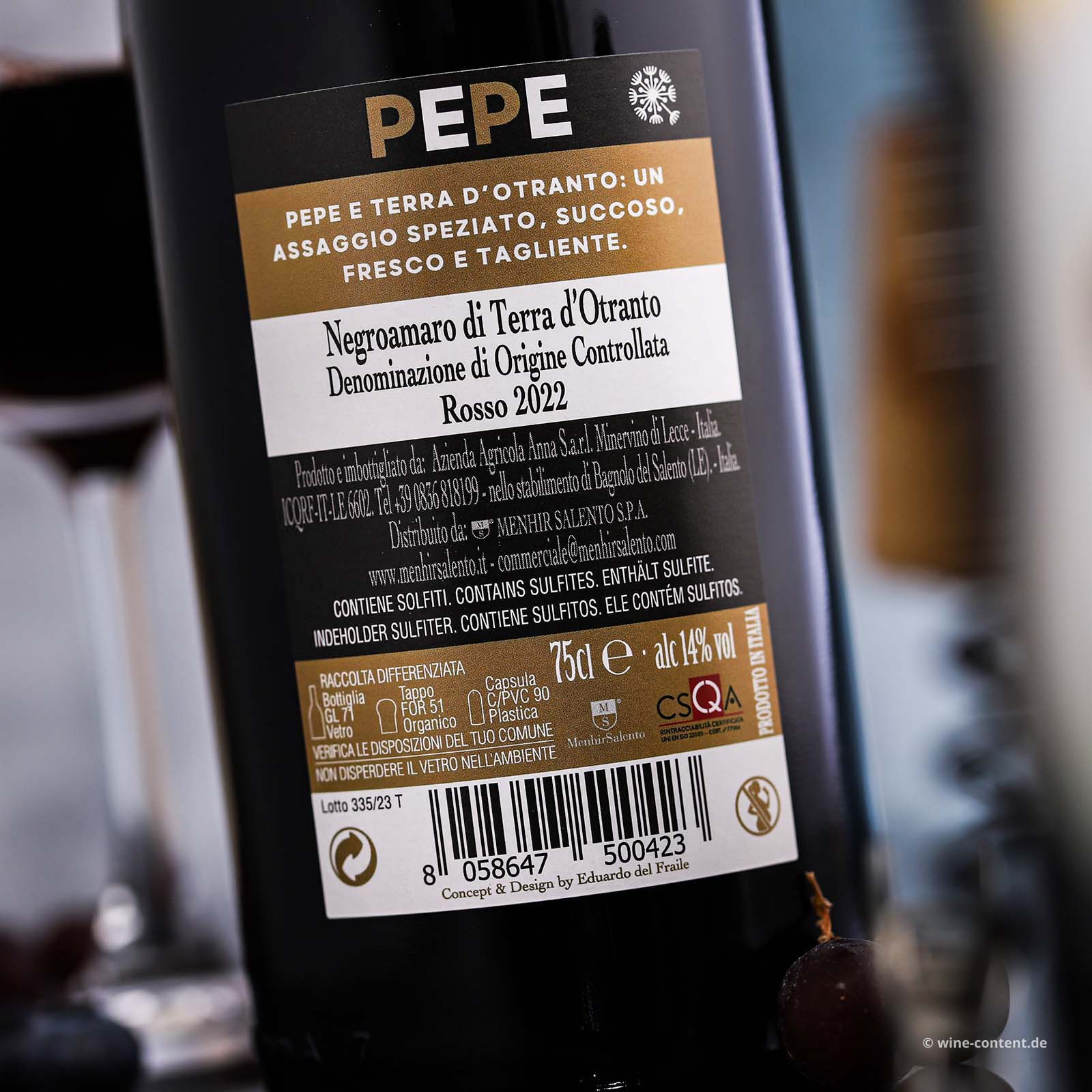 Negroamaro Terra d'Otranto 2022 Pepe