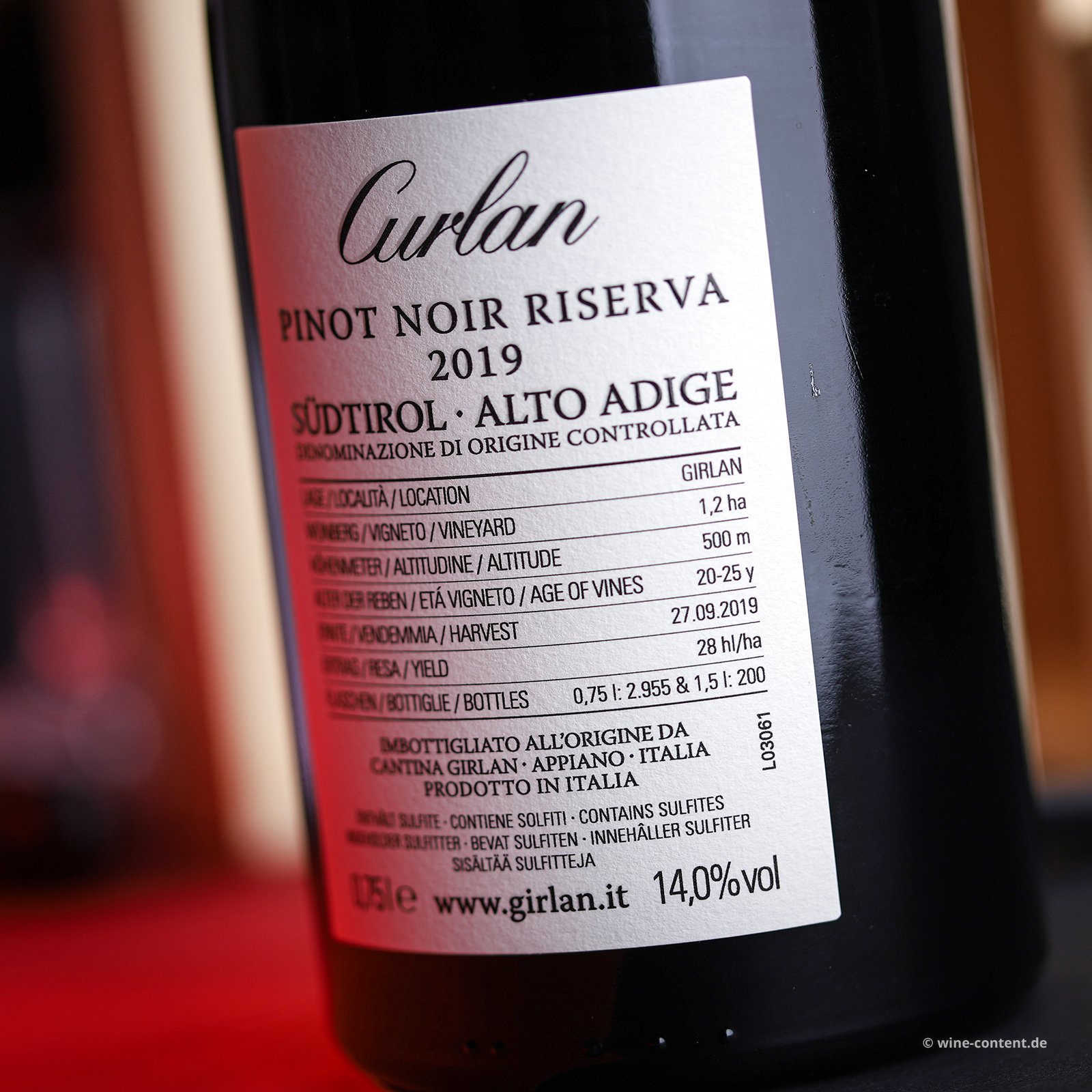 Pinot Noir Riserva 2019 Curlan