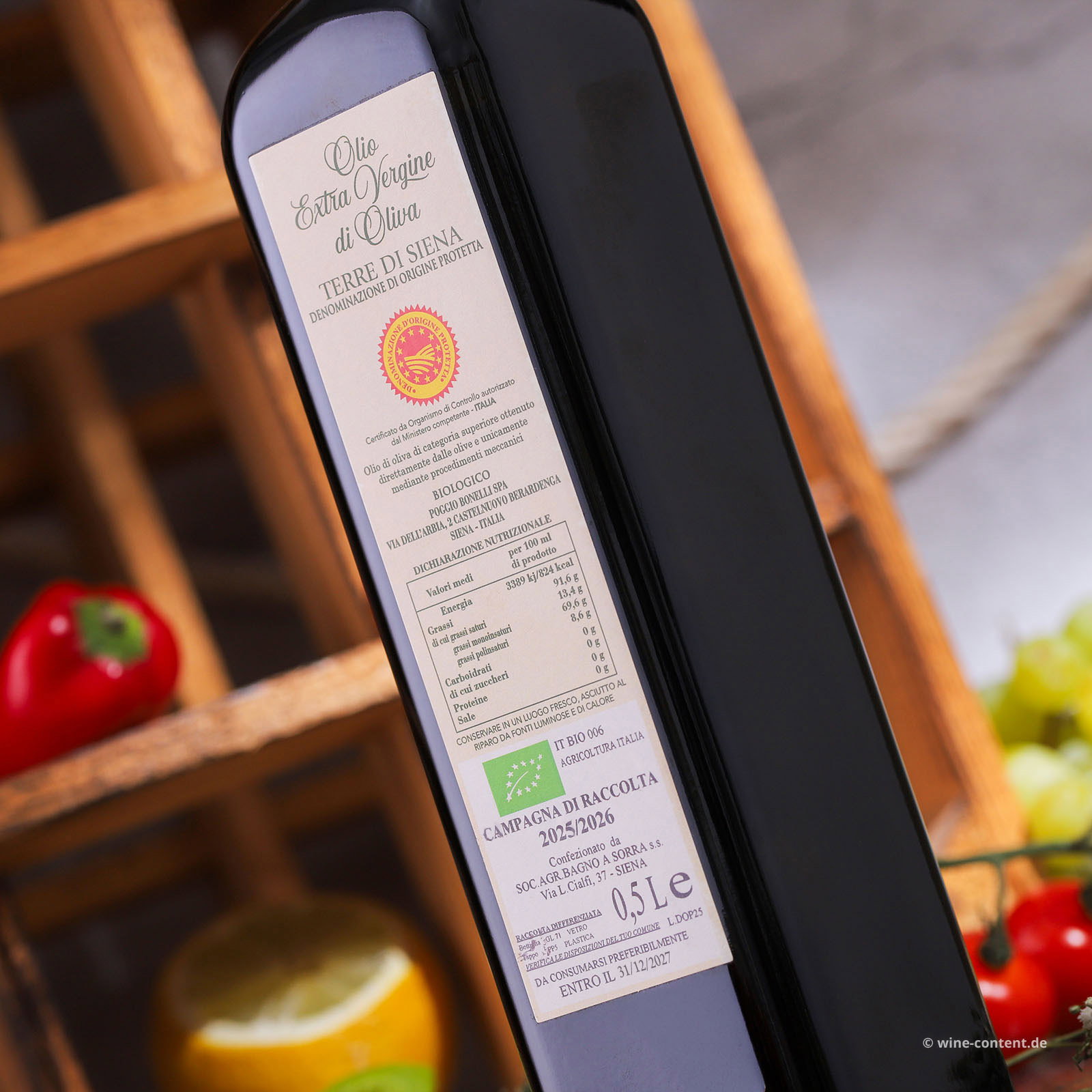 0,5 L Olivenöl Extra Vergine Terre di Siena 2025 Bio