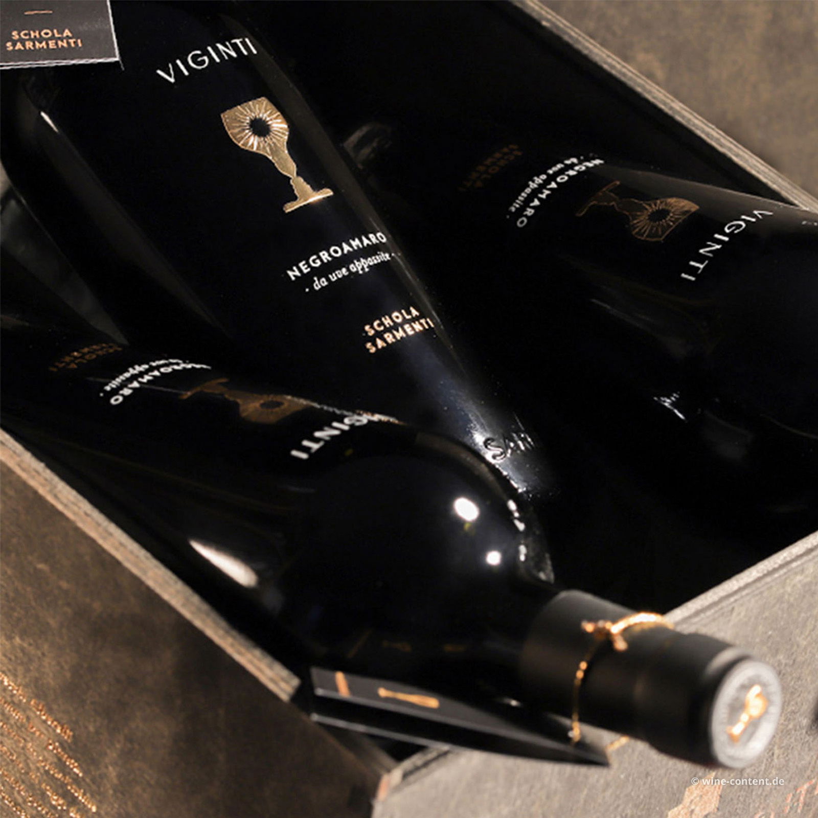 6er-Holzkiste Negroamaro Salento Appassite 2019 Viginti