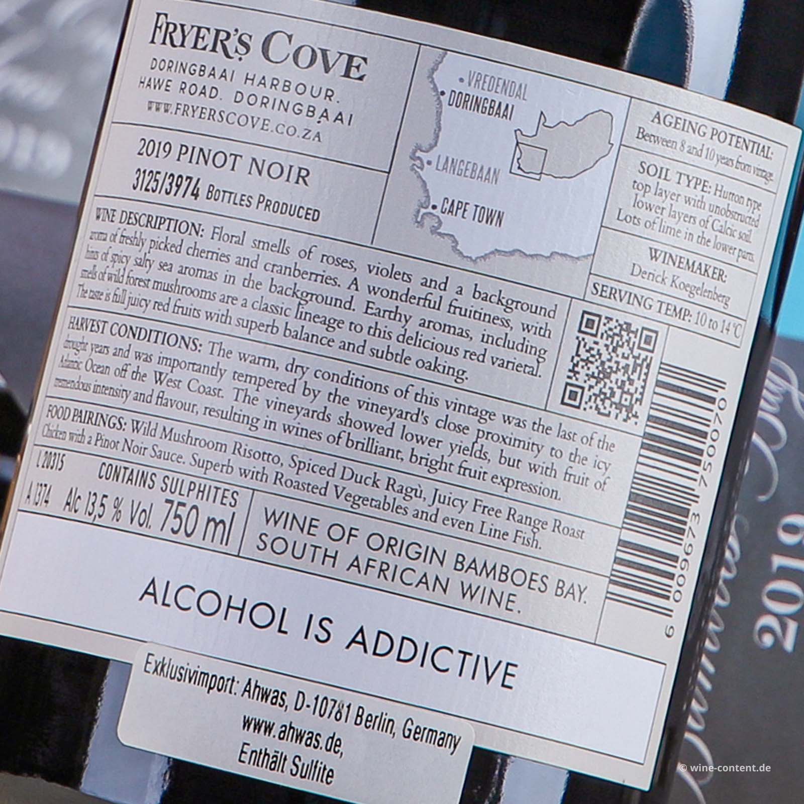 Fryer's Cove Pinot Noir 2019 Bamboes Bay