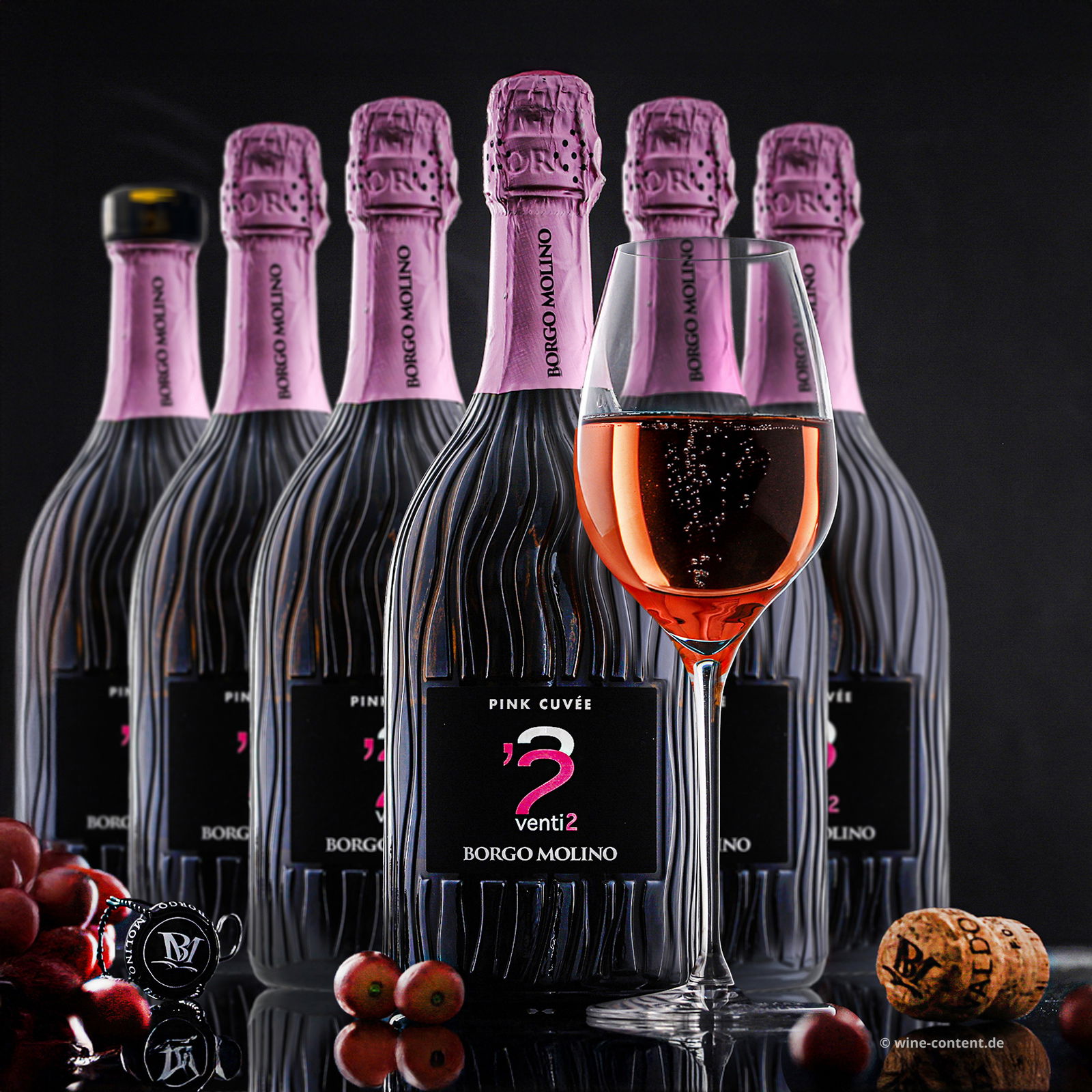 6er-Sparpaket Spumante venti2 Pink Cuvée Extra Dry Neue Silhouette