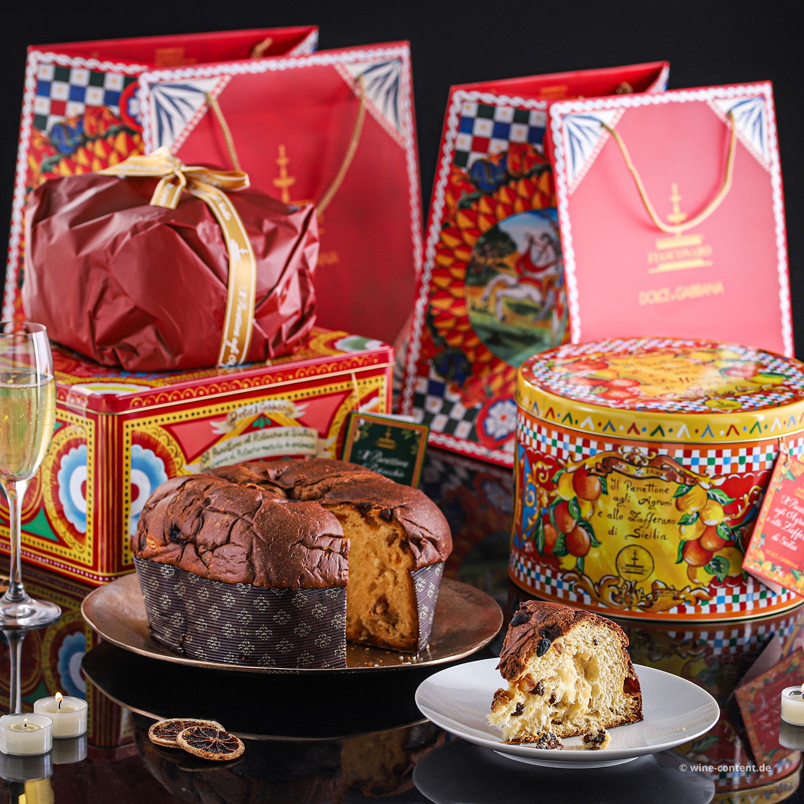 1x Panettone mit sizilianischen Pistazien & 1x mit Zitrusfrüchten und Safran Dolce & Gabbana