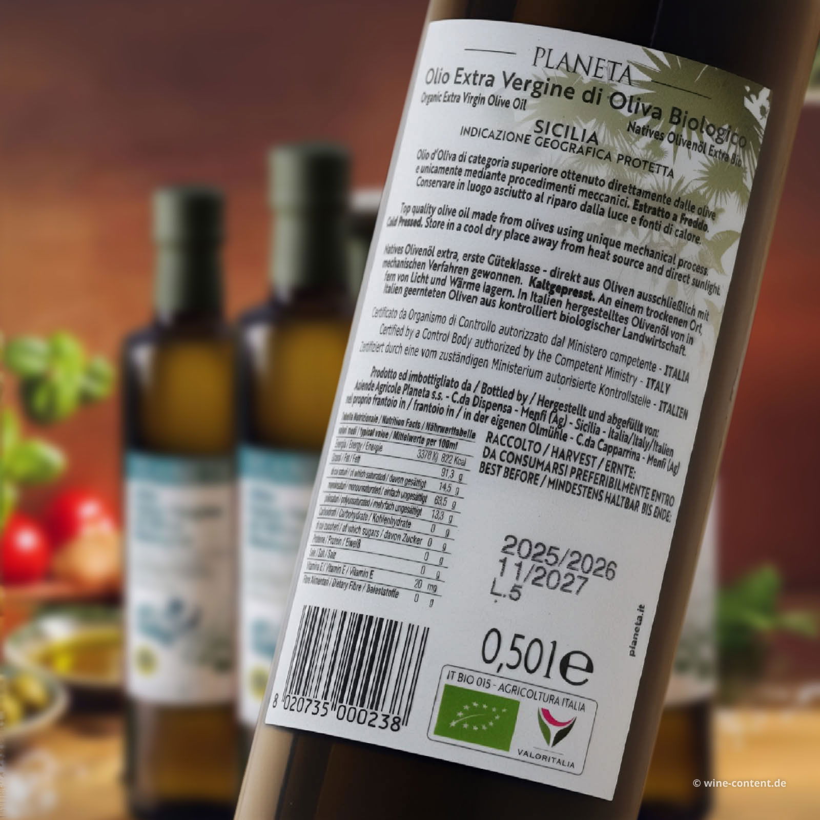 6er-Sparpaket 0,5 L Olivenöl Extra Vergine Sicilia 2025 Bio