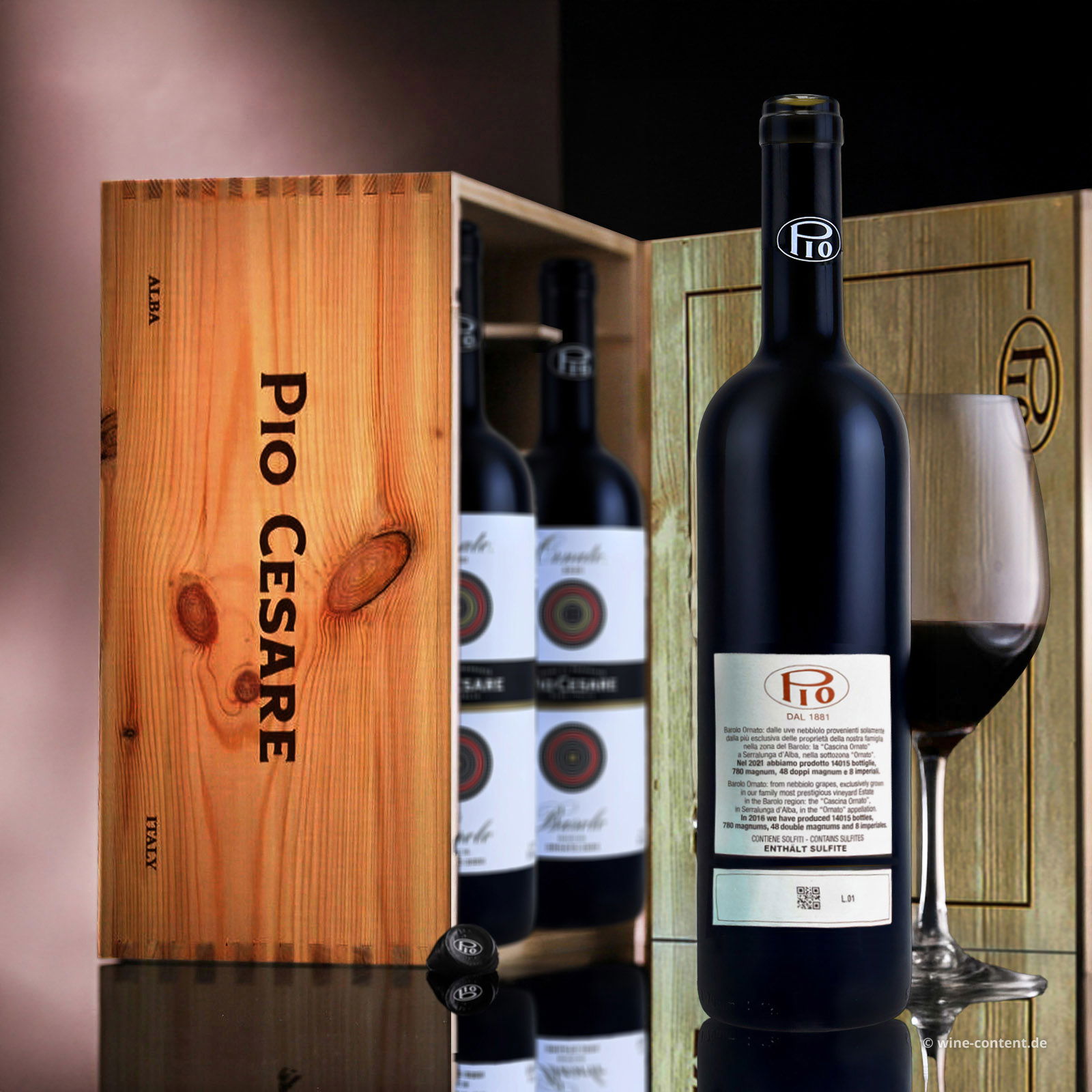 6er-Holzkiste Barolo 2021 Ornato