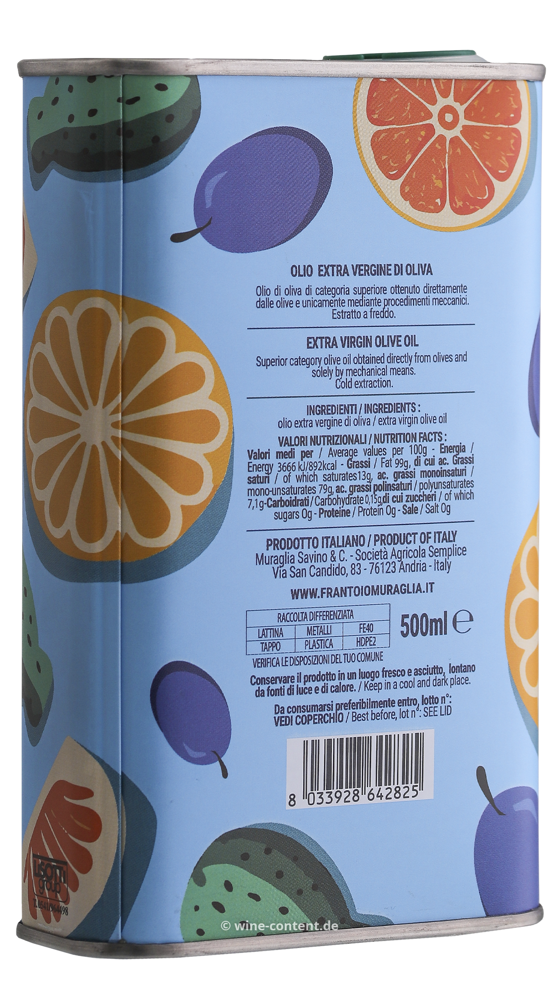 0,5 L Olivenöl Extra Vergine 2023 Fruttato Medio Kanister