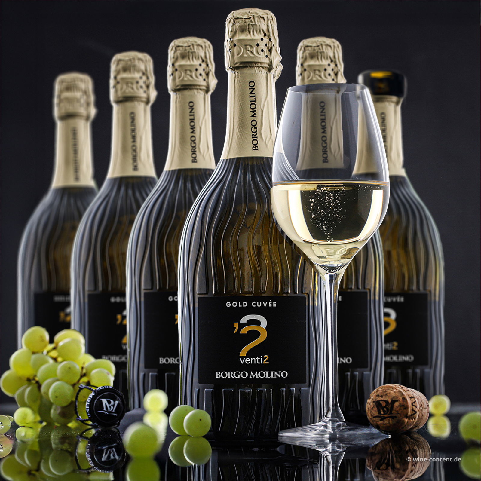 6er-Sparpaket Spumante Venti2 Gold Cuvée Brut Neue Silhouette