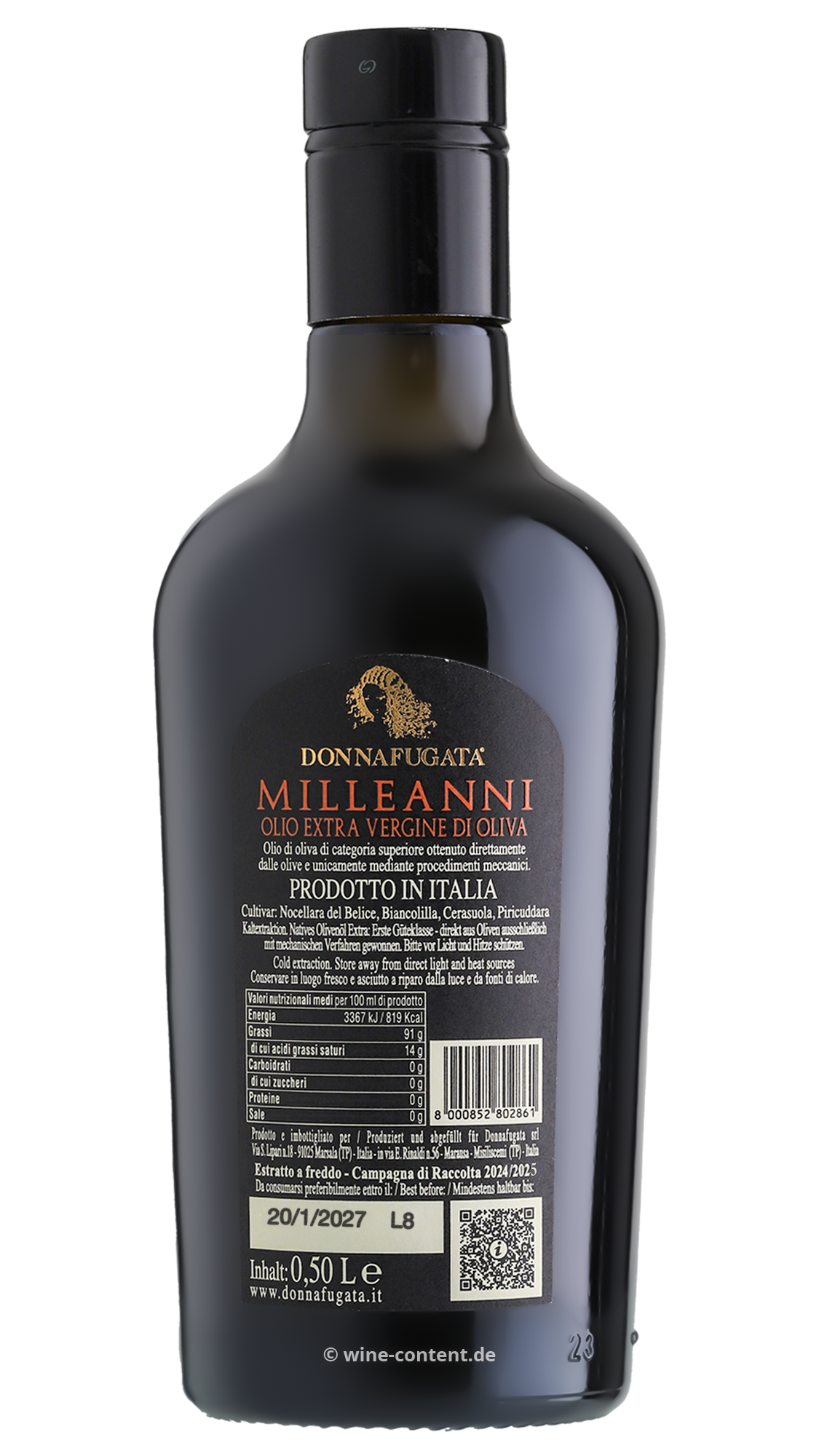 0,5 L Olivenöl Extra Vergine 2024 Milleanni