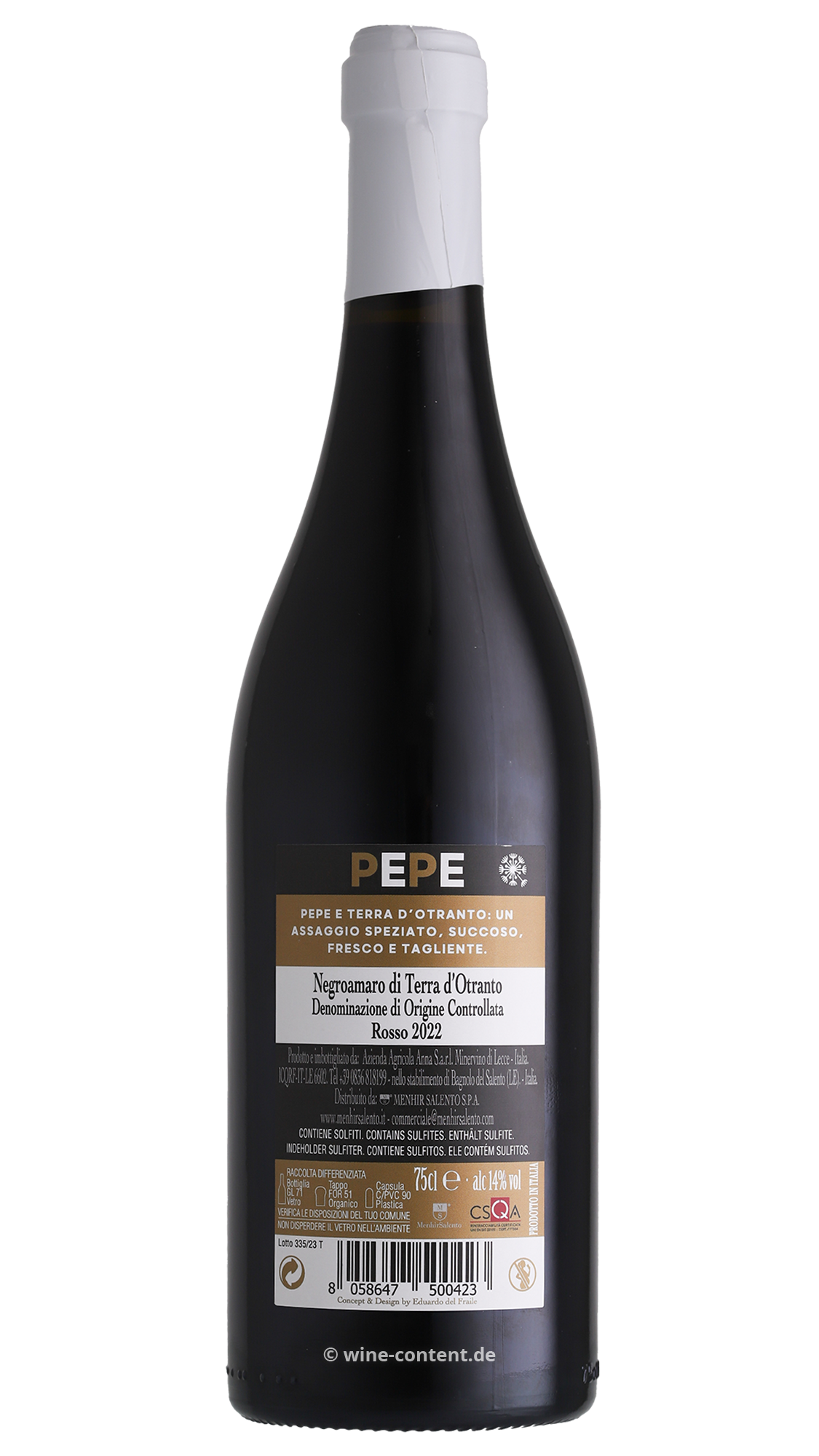 Negroamaro Terra d'Otranto 2022 Pepe