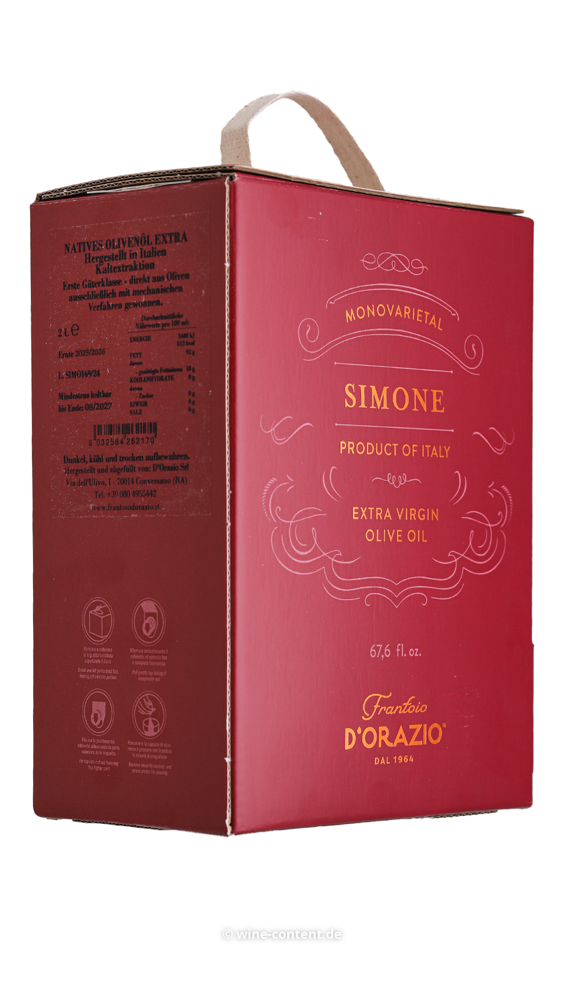 2 L Olivenöl Extra Vergine Simone Bag in Box