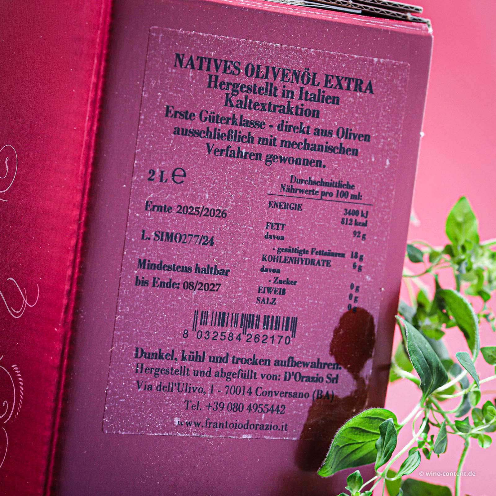 2 L Olivenöl Extra Vergine Simone Bag in Box