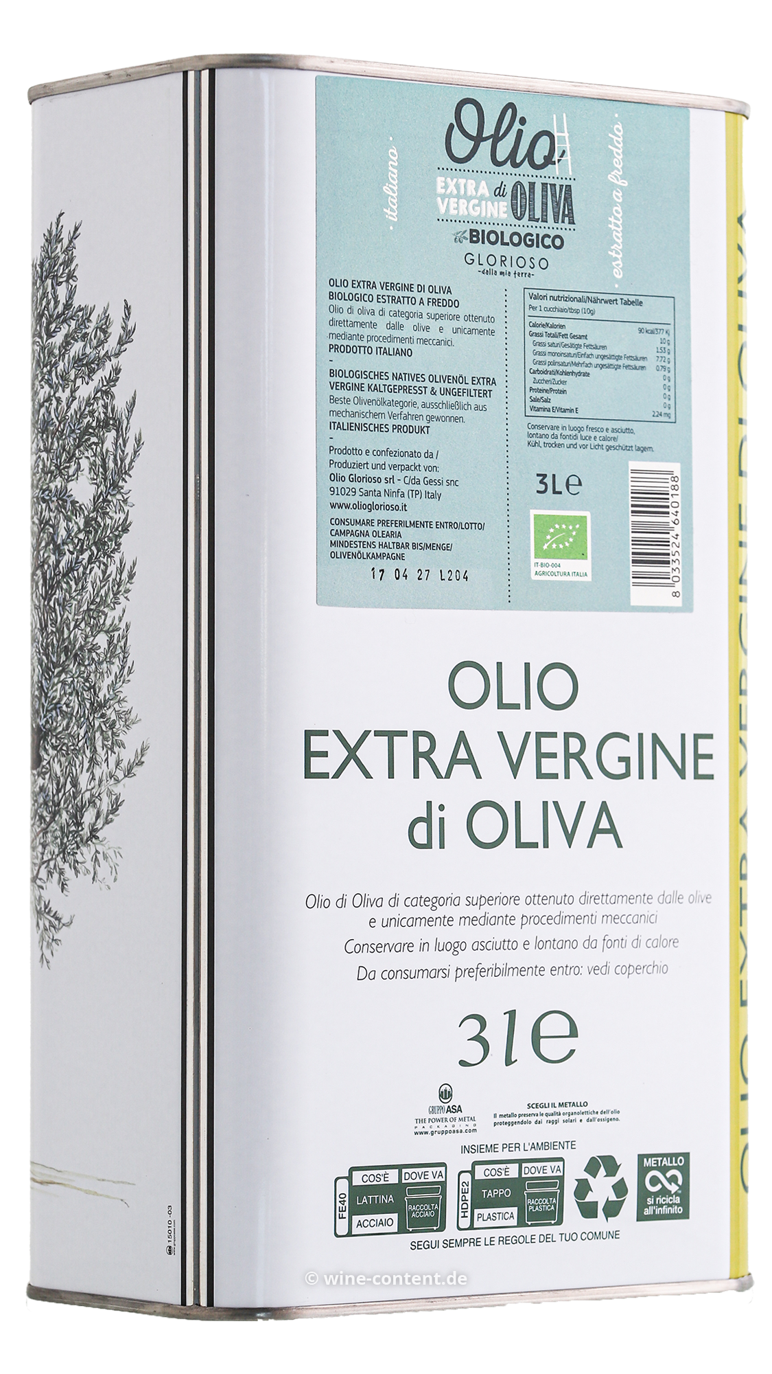 3 L Olivenöl Extra Vergine 2025 Bio Kanister