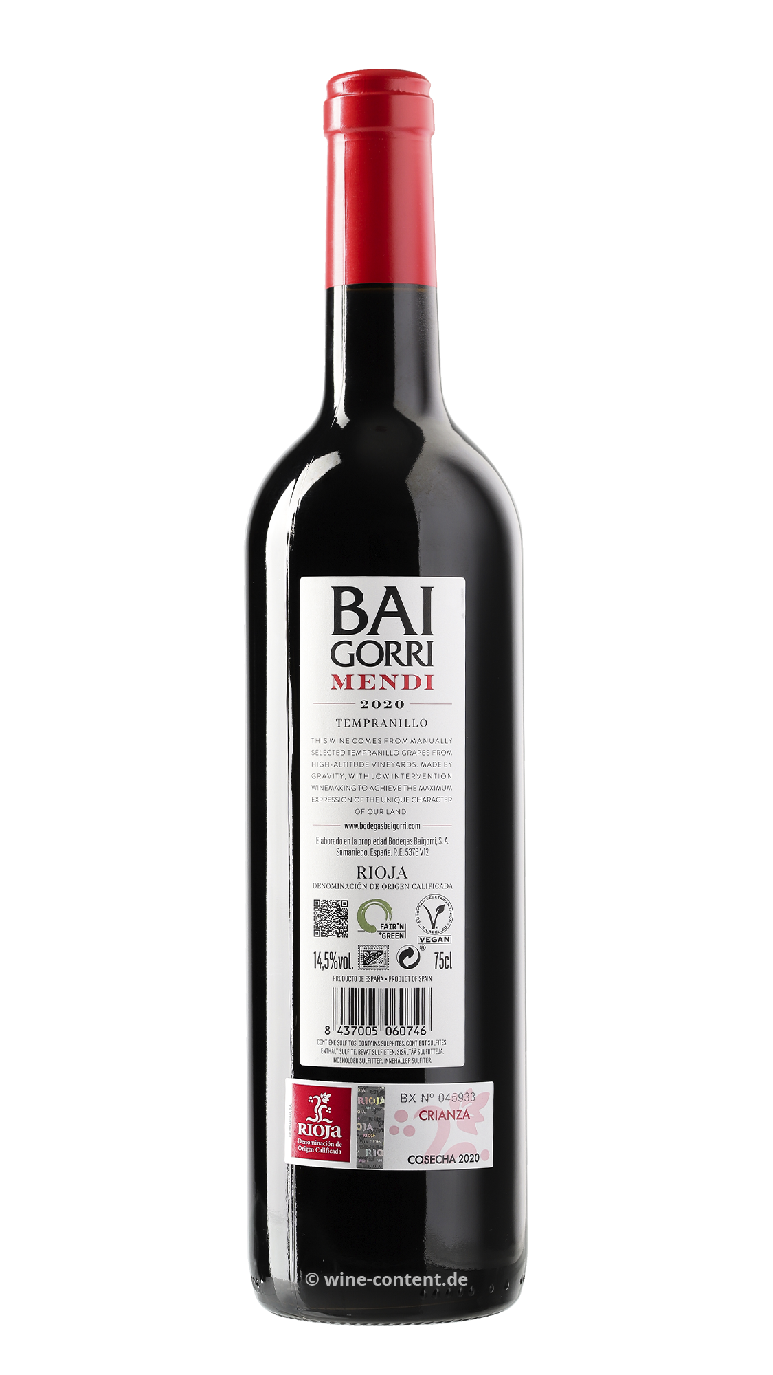 Rioja Crianza 2020 Mendi