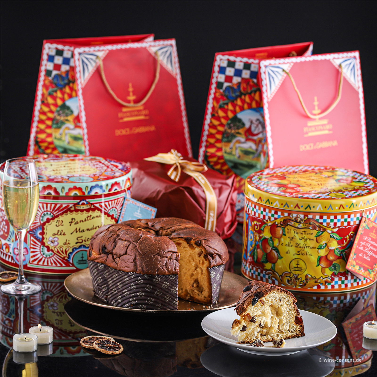 1x Panettone mit sizilianischen Mandeln & 1x mit Zitrusfrüchten und Safran Dolce & Gabbana