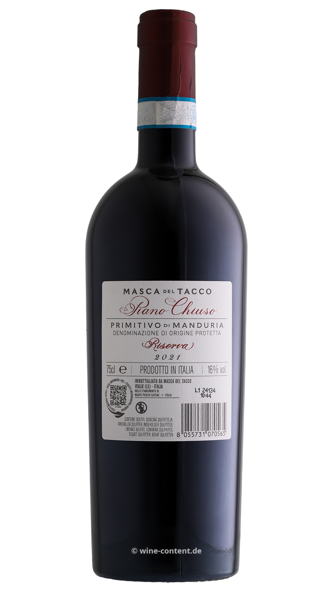 Primitivo di Manduria Riserva 2021 Piano Chiuso