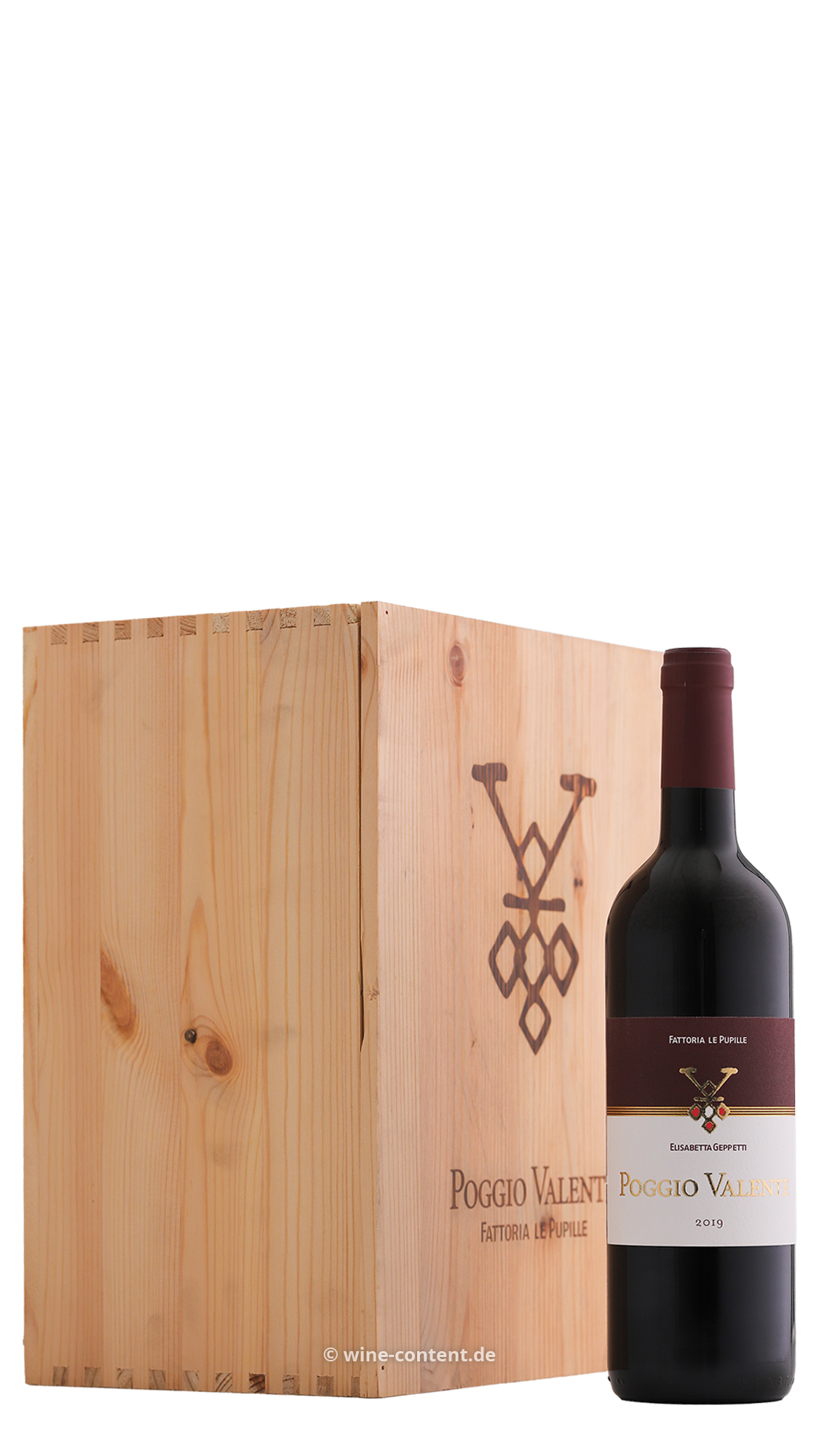 6er-Holzkiste Poggio Valente 2019