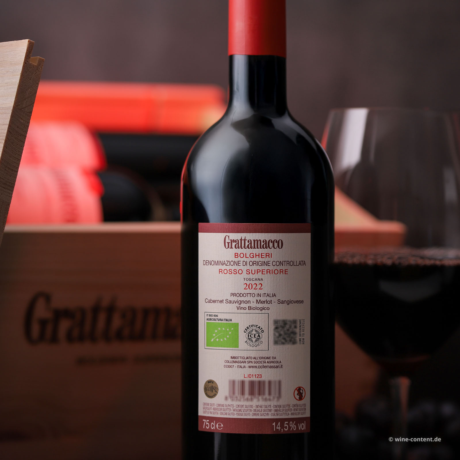 6er-Holzkiste Bolgheri Rosso Superiore 2022 Bio