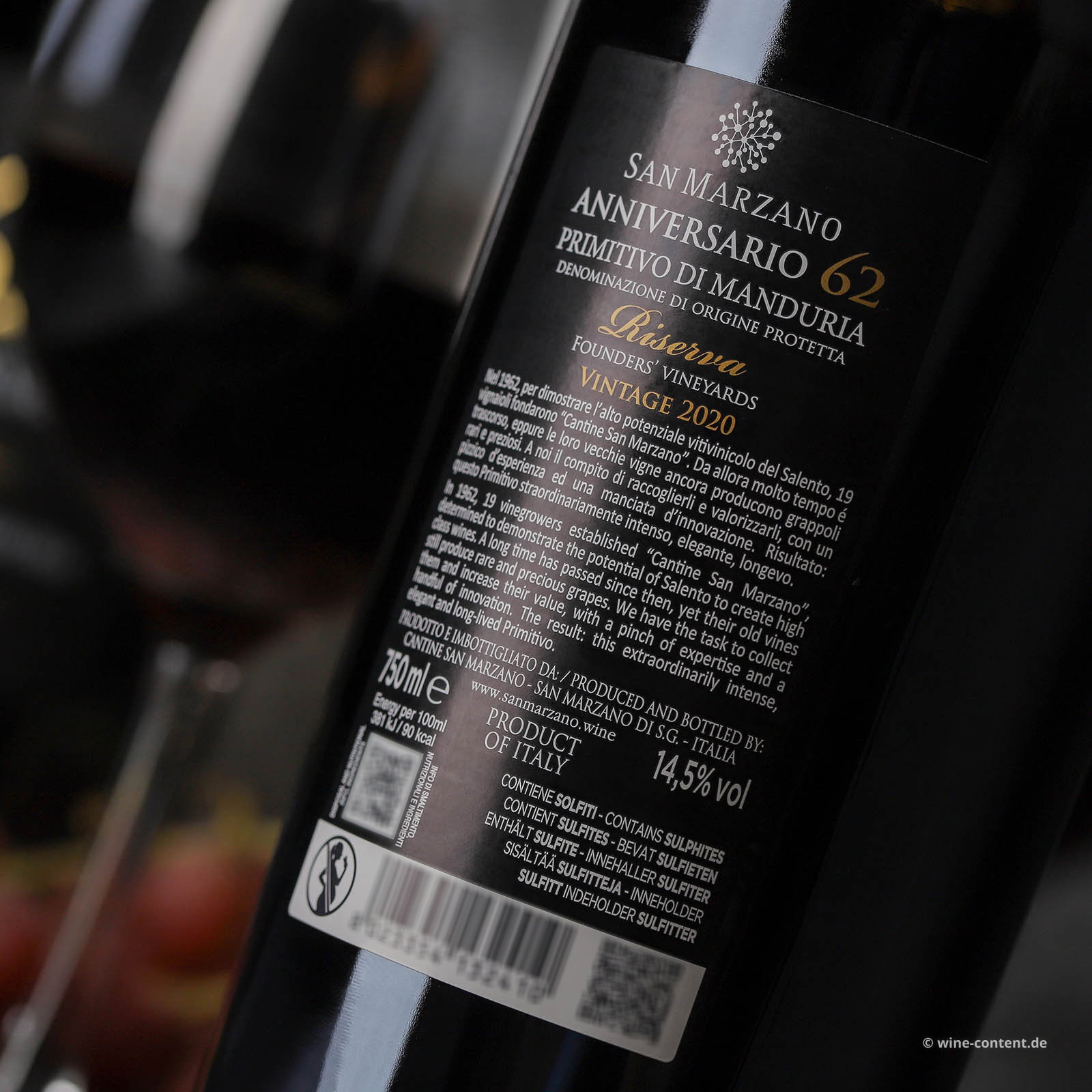 Primitivo di Manduria Riserva 2020 Anniversario 62