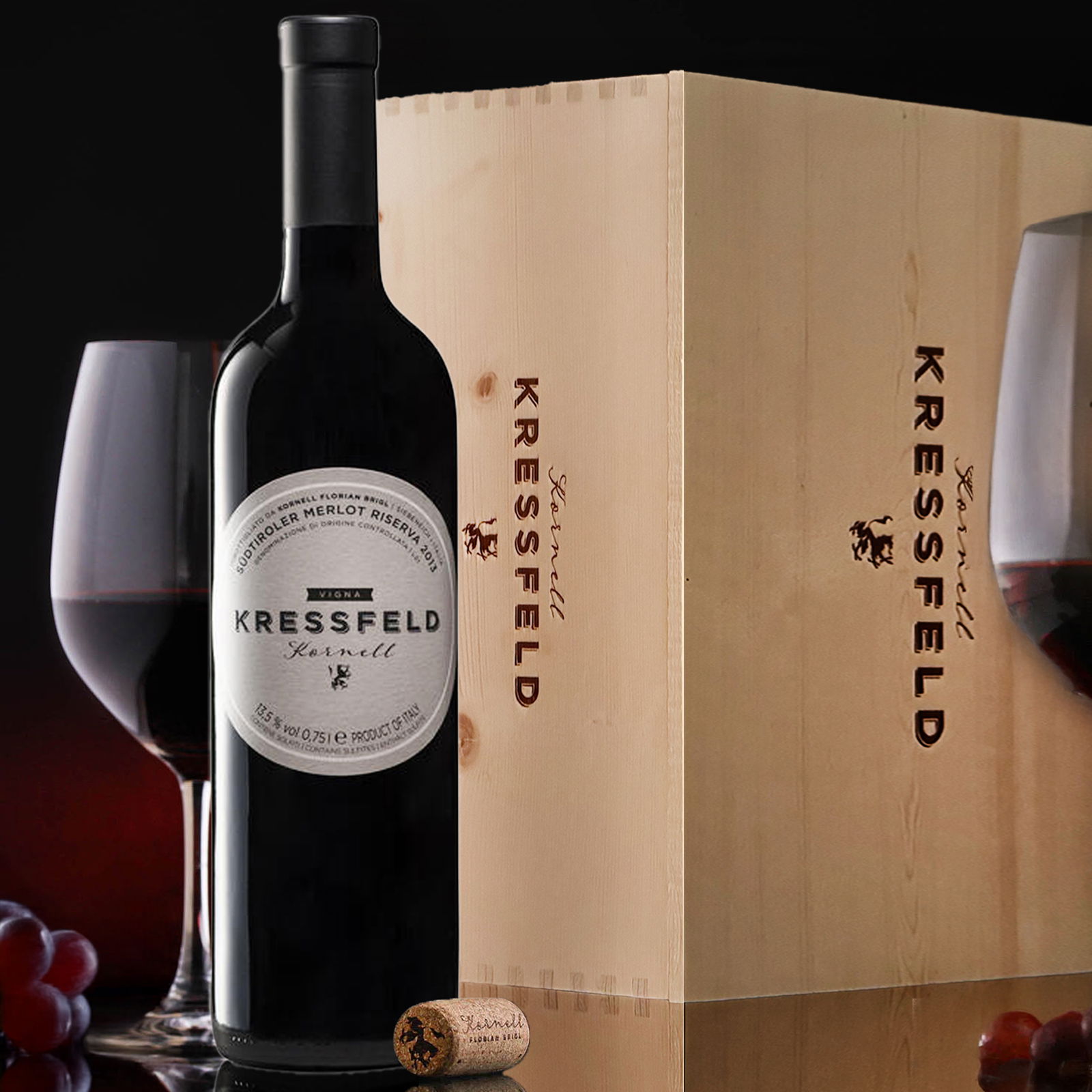 6er-Holzkiste Merlot Riserva 2018 Vigna Kressfeld