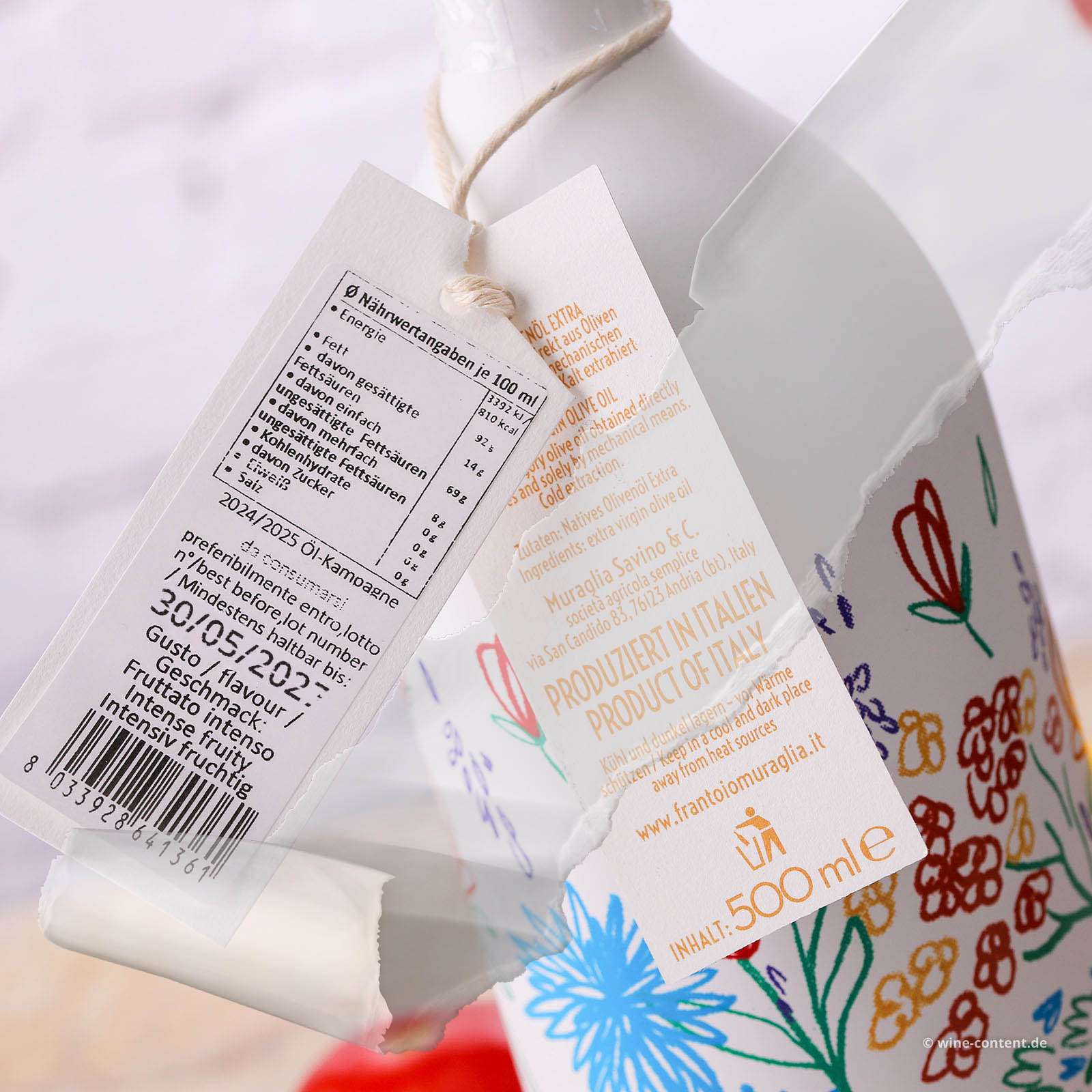 0,5 L Olivenöl Extra Vergine 2024 Fruttato Intenso Coolors Fiorato (Lagerschaden)