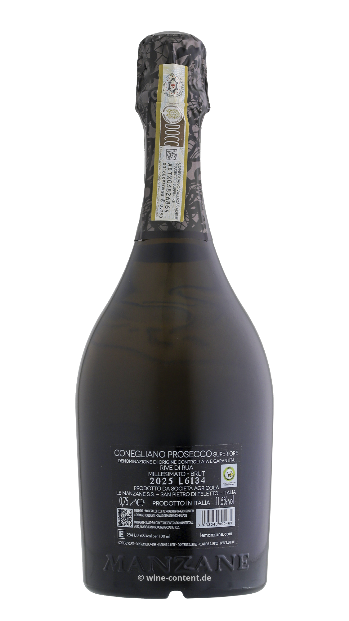 6er-Sparpaket Prosecco Superiore 2025 Rive di Rua Springo Black Brut